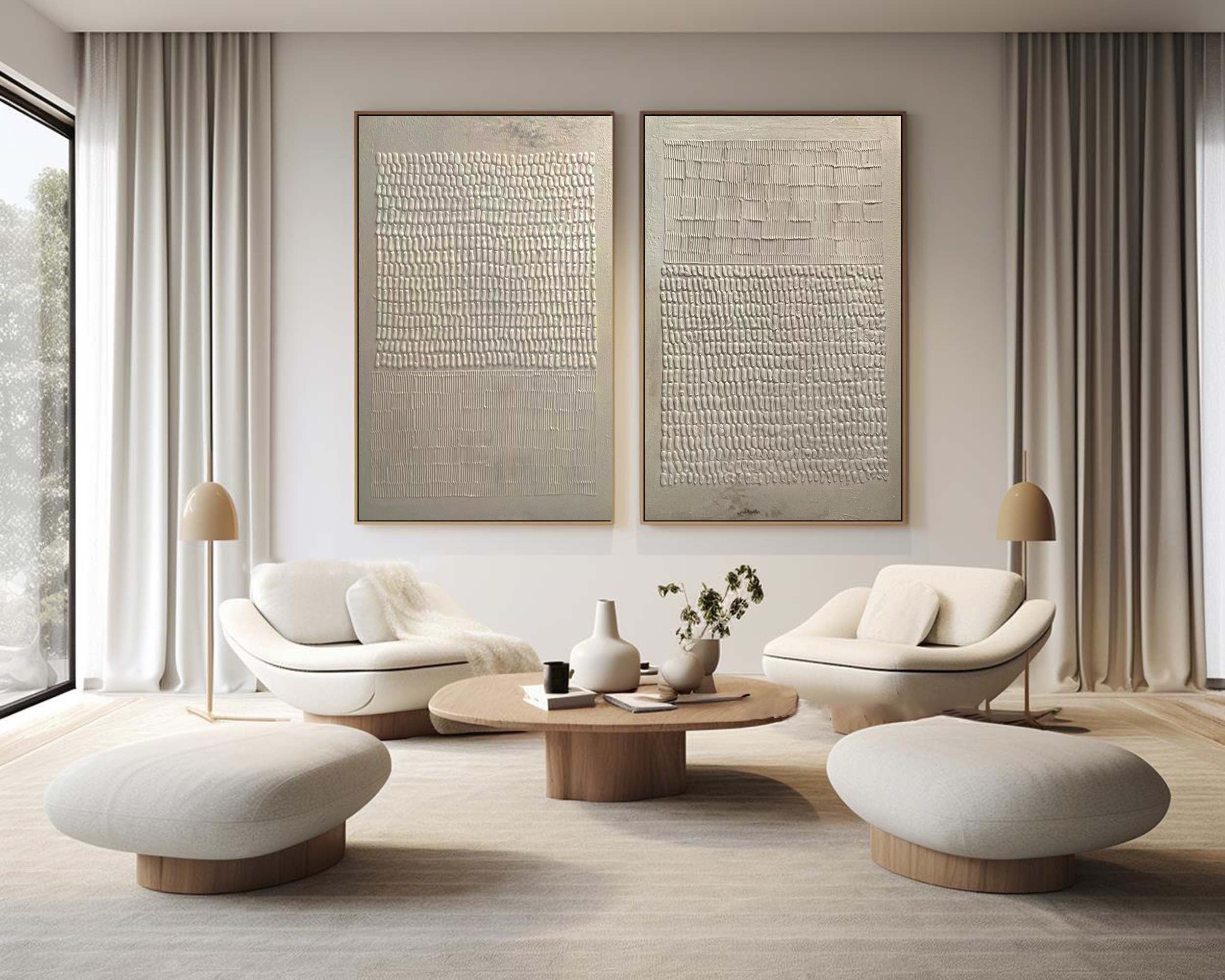 Beige & Brown Minimalist Painting Set Of 2 #BBS 016