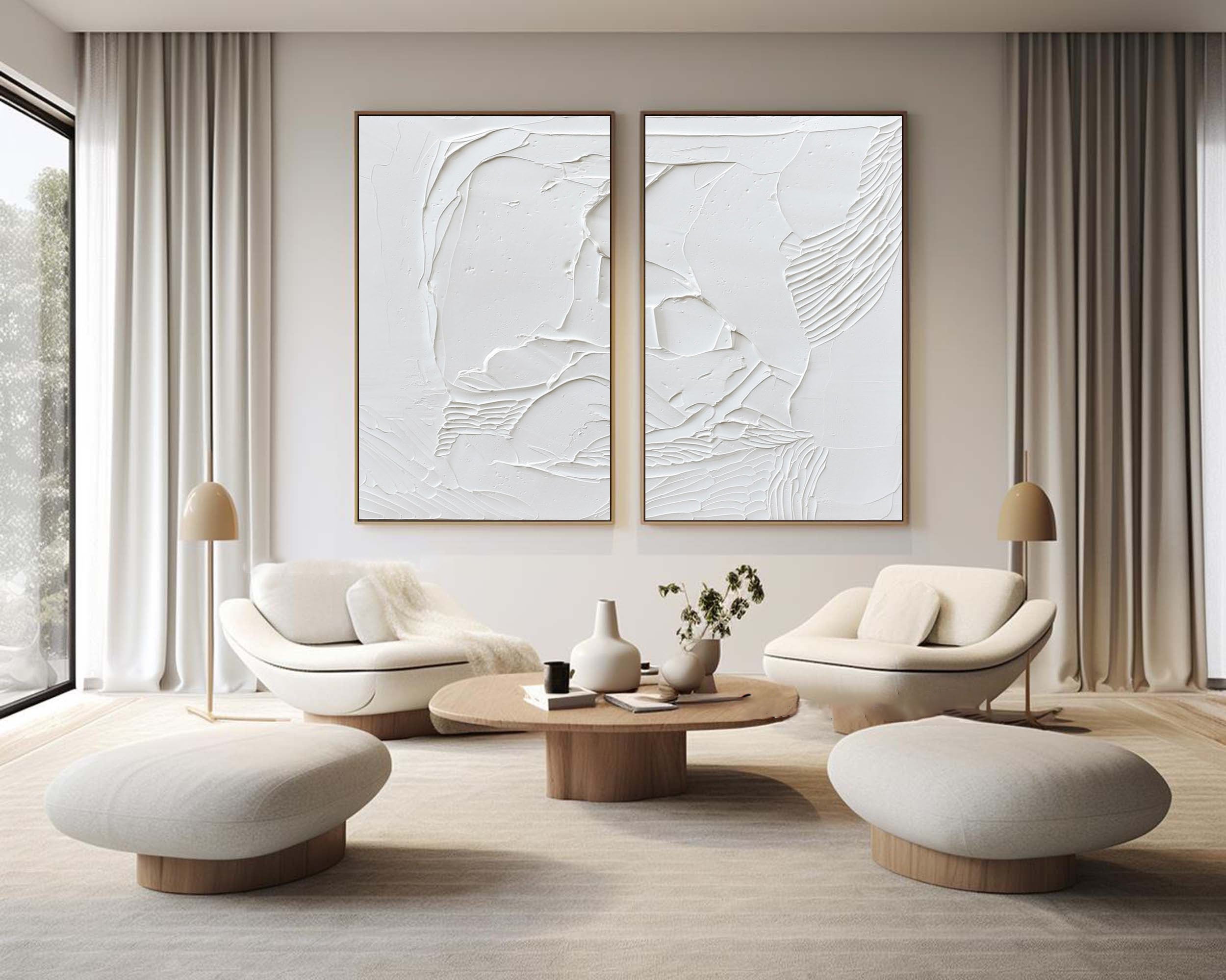 White Minimalist Painting Set Of 2 #WMS 011