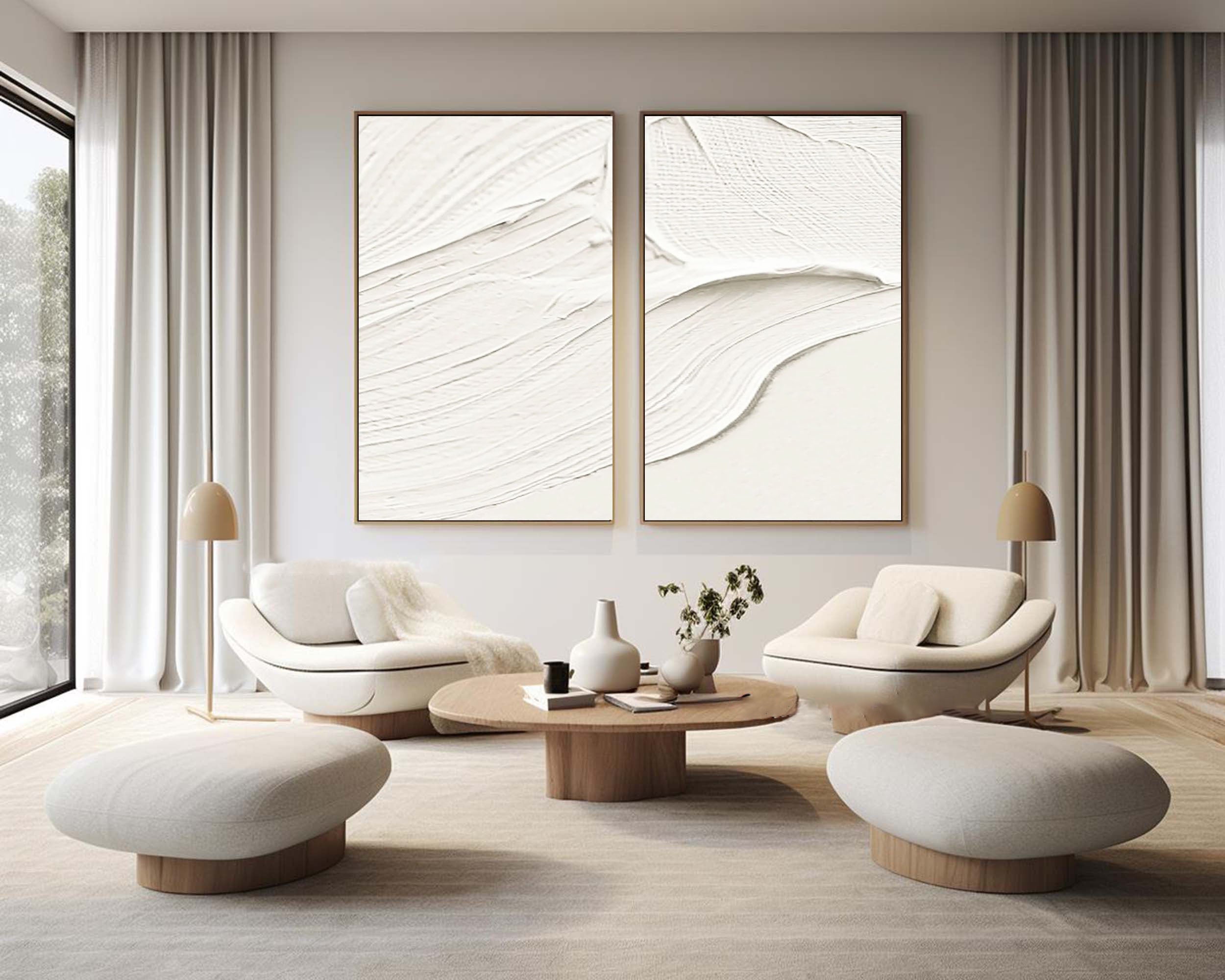 White Minimalist Painting Set Of 2 #WMS 016