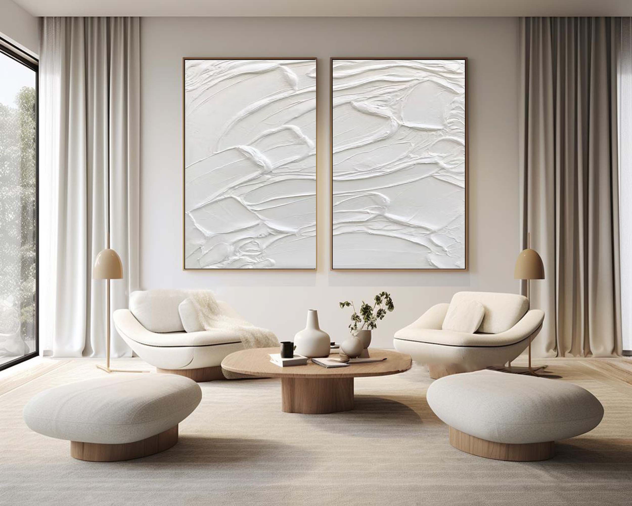 White Minimalist Painting Set Of 2 #WMS 014