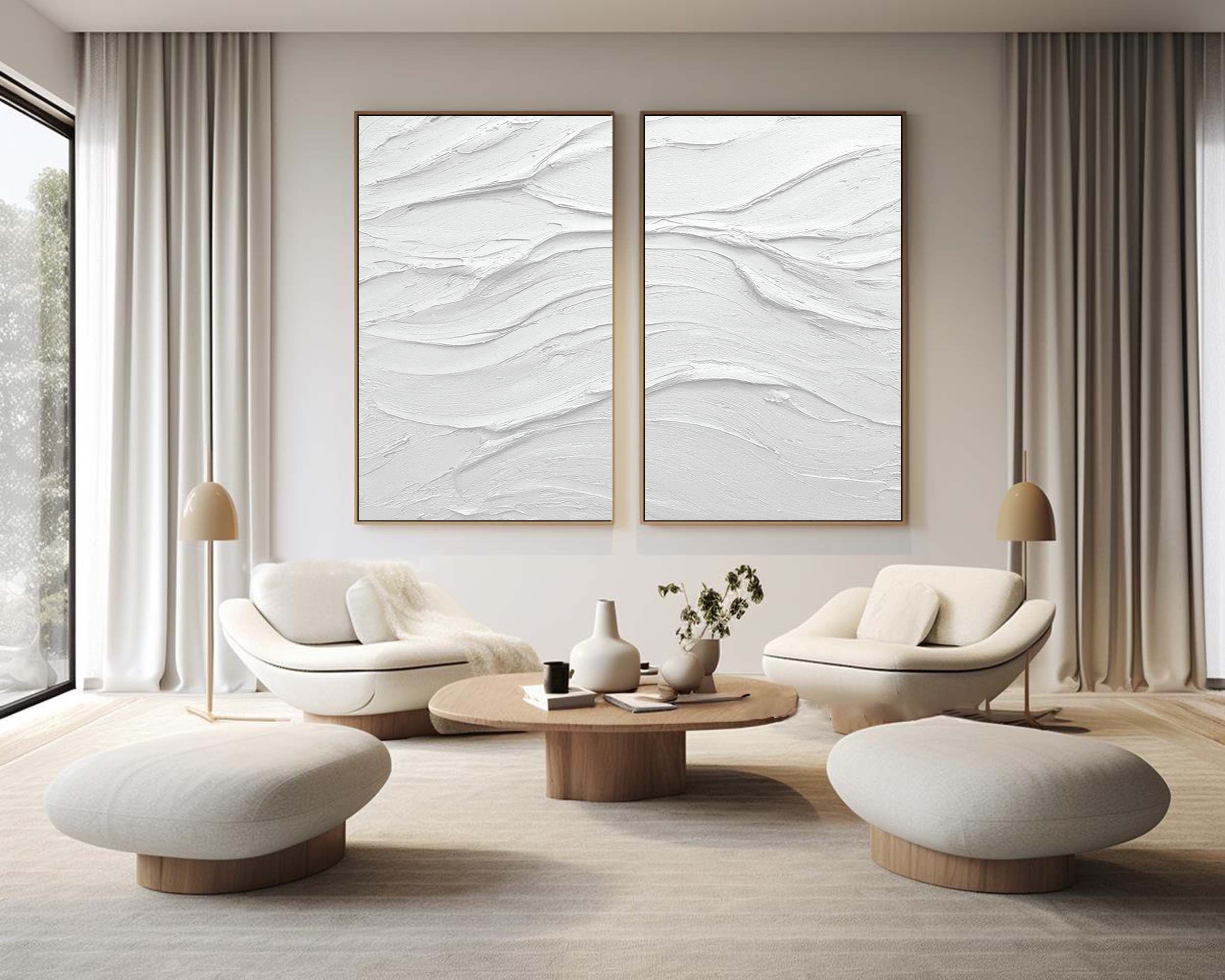 White Minimalist Painting Set Of 2 #WMS 015