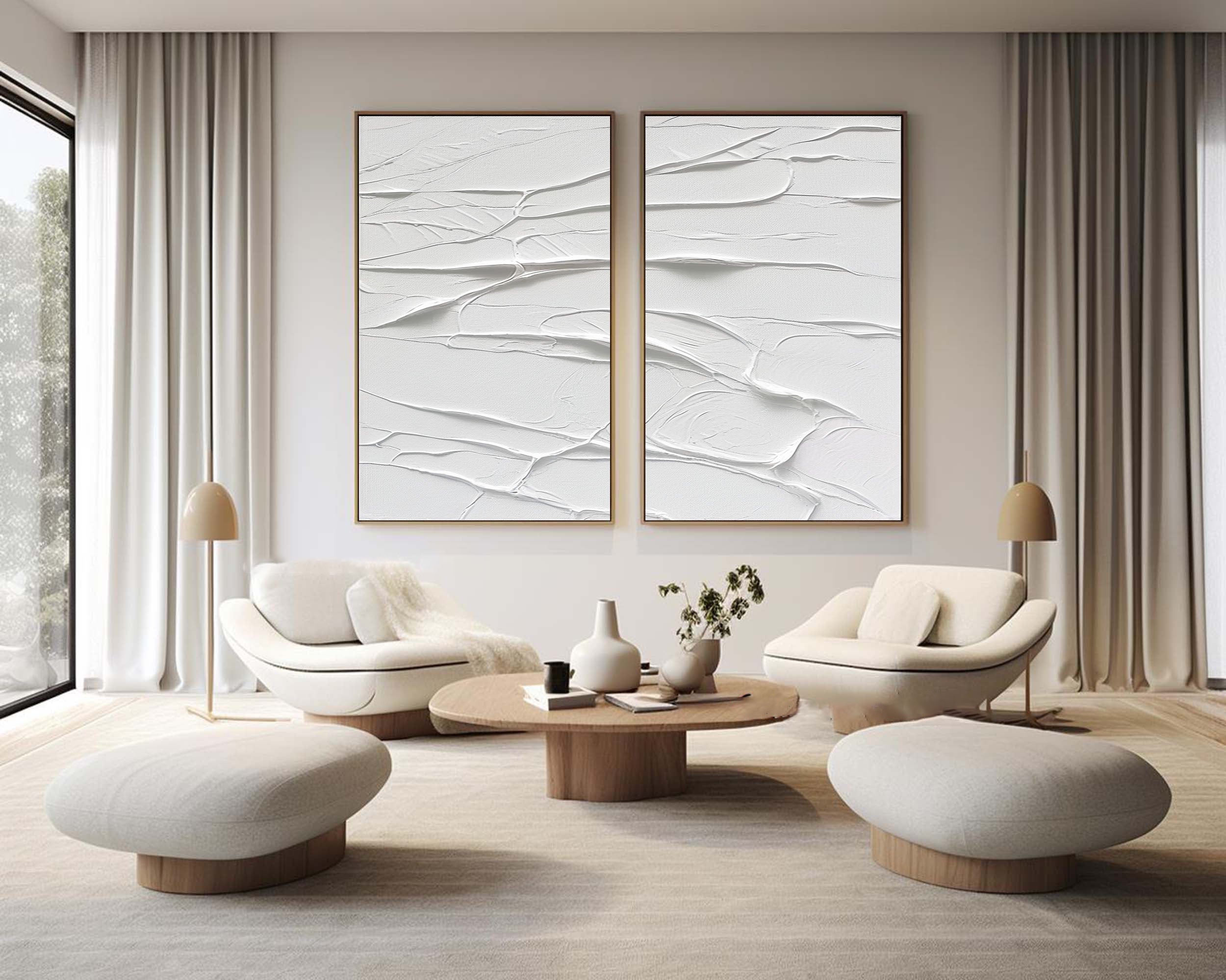 White Minimalist Painting Set Of 2 #WMS 026