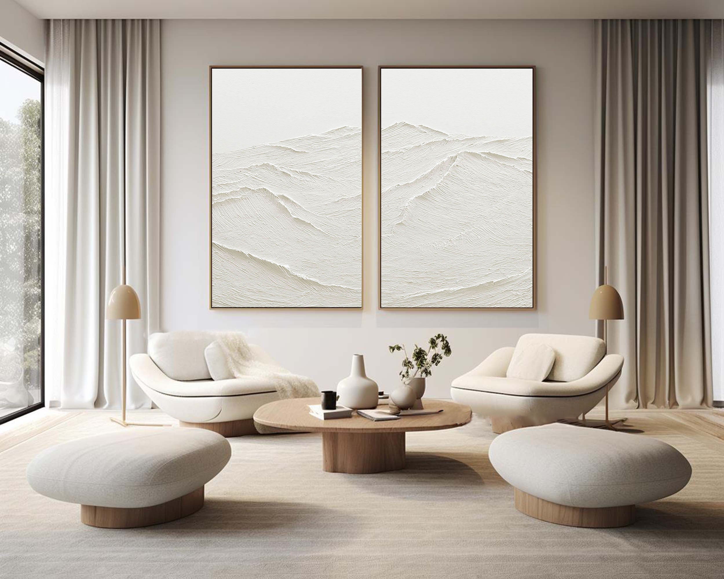 White Minimalist Painting Set Of 2 #WMS 010