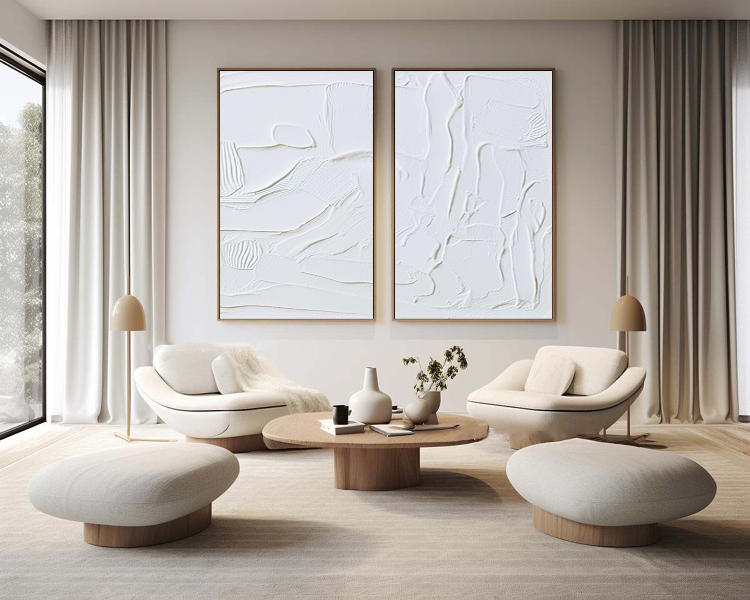 White Minimalist Painting Set Of 2 #WMS 029