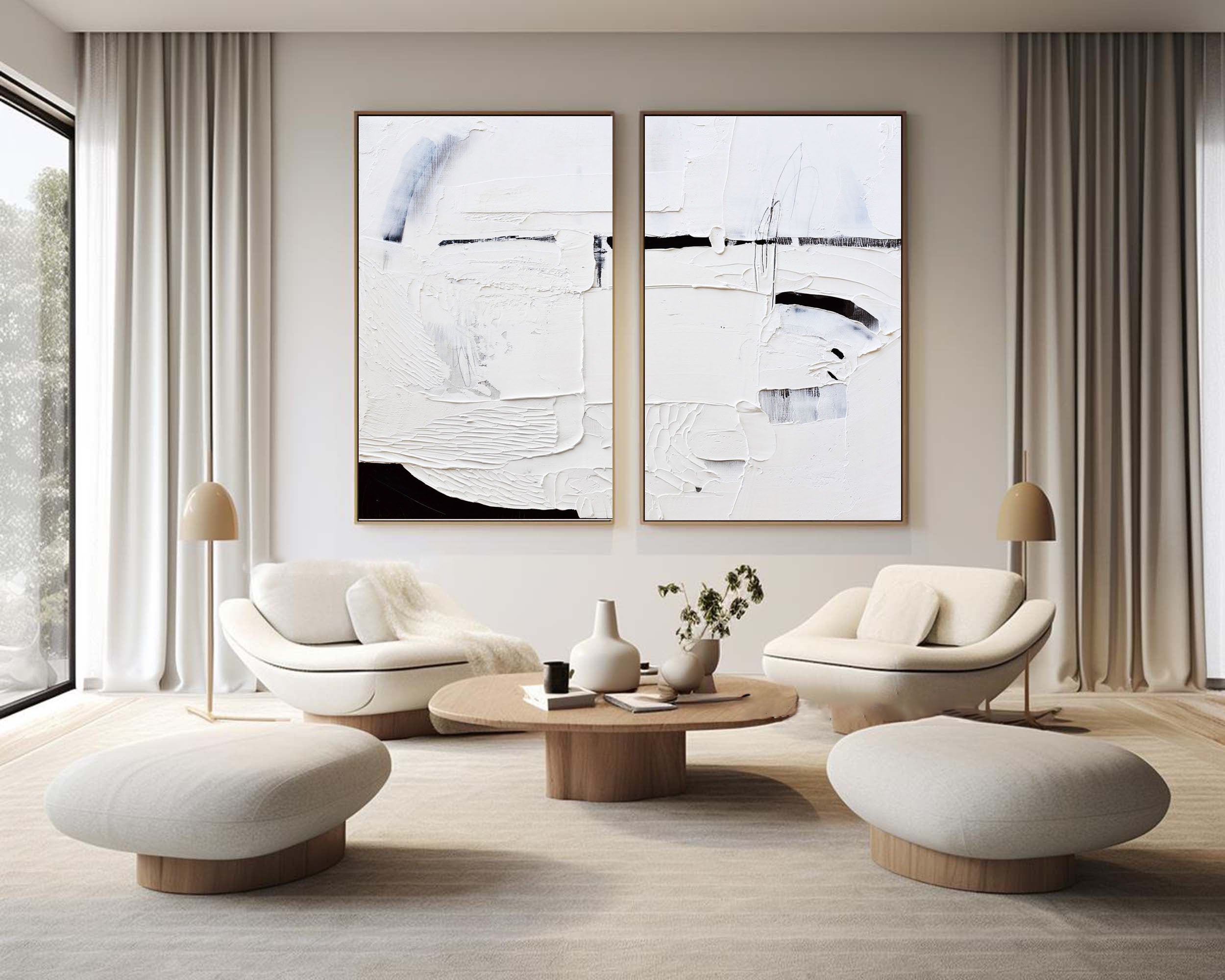 White Minimalist Painting Set Of 2 #WMS 012