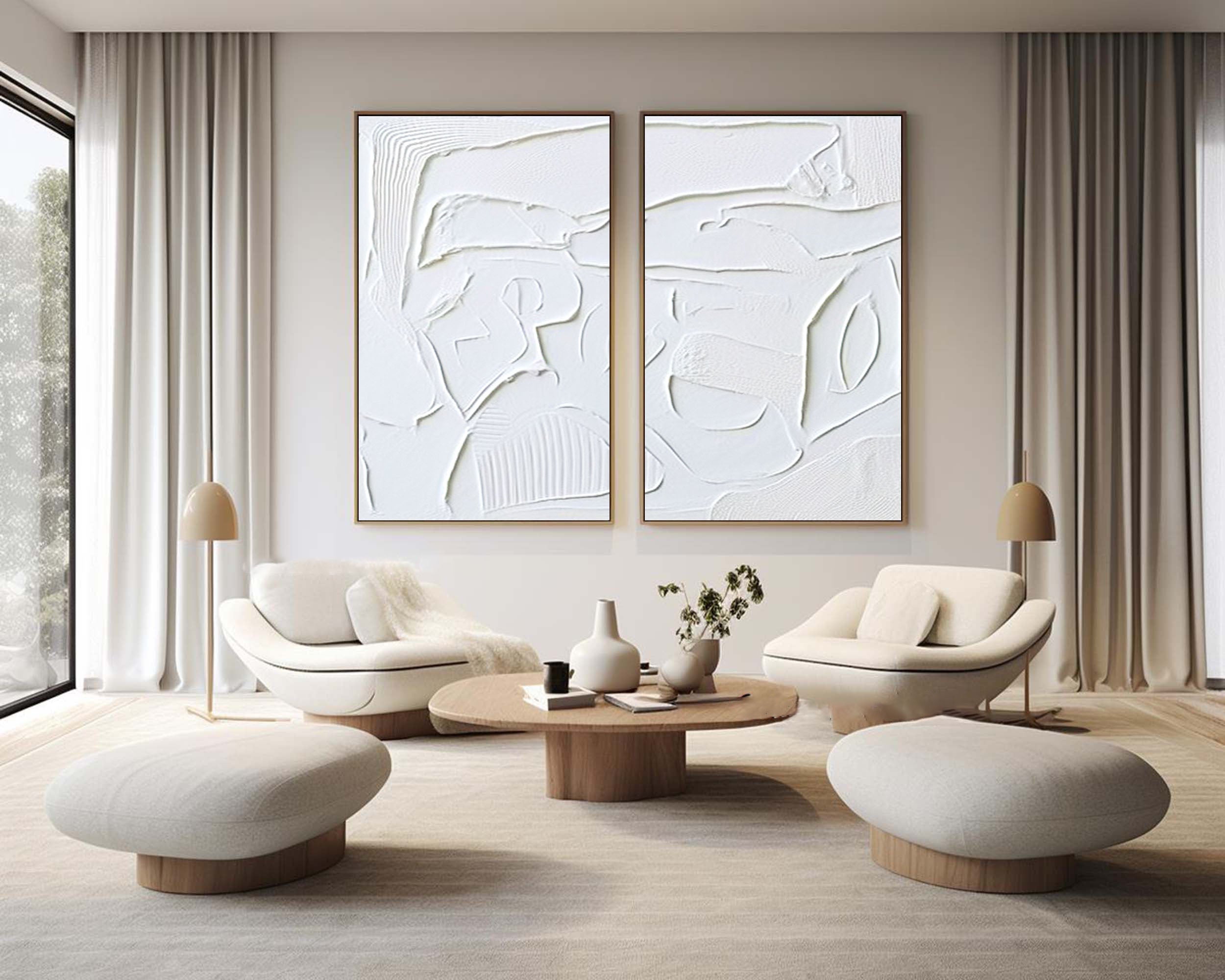 White Minimalist Painting Set Of 2 #WMS 031