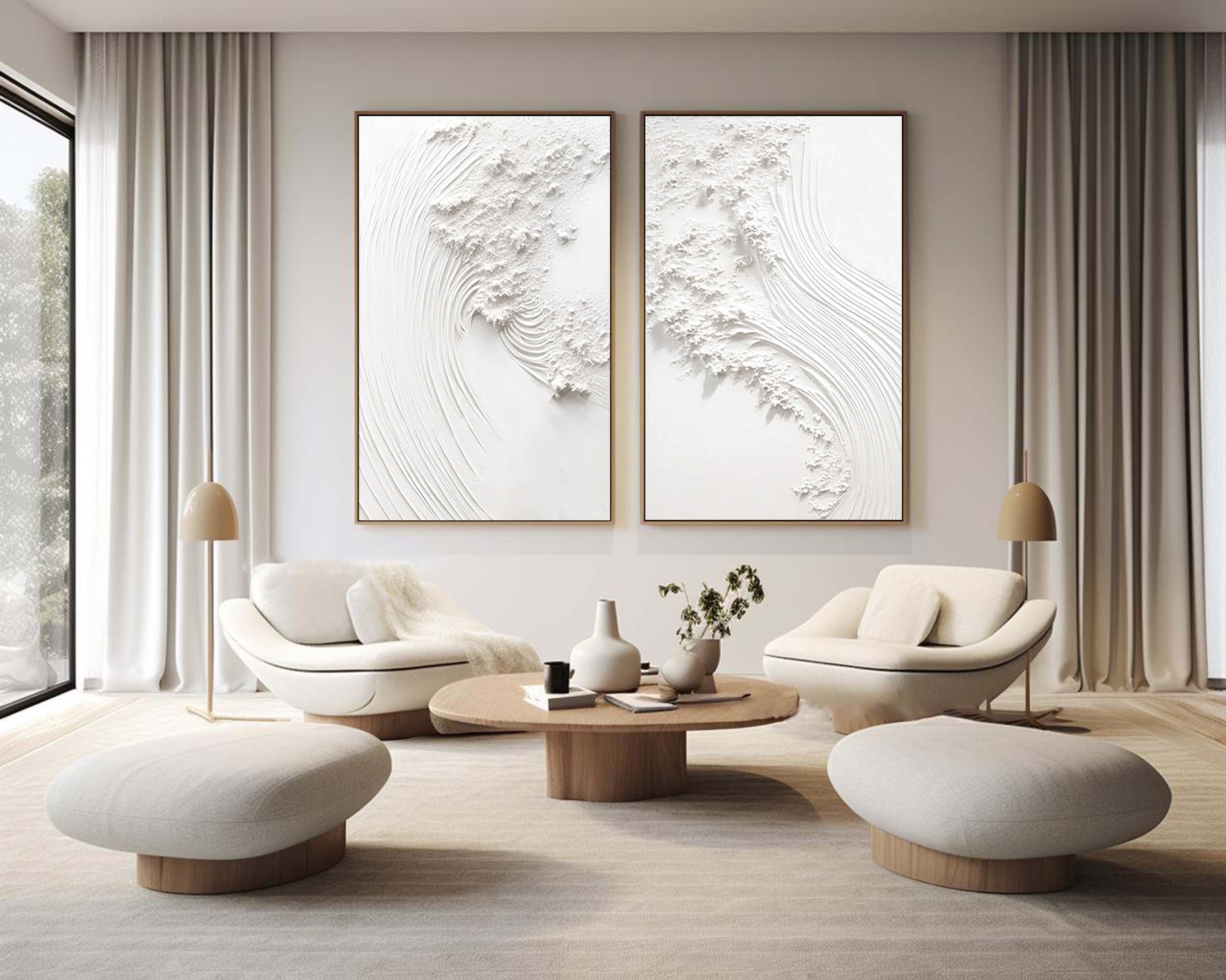 White Minimalist Painting Set Of 2 #WMS 033