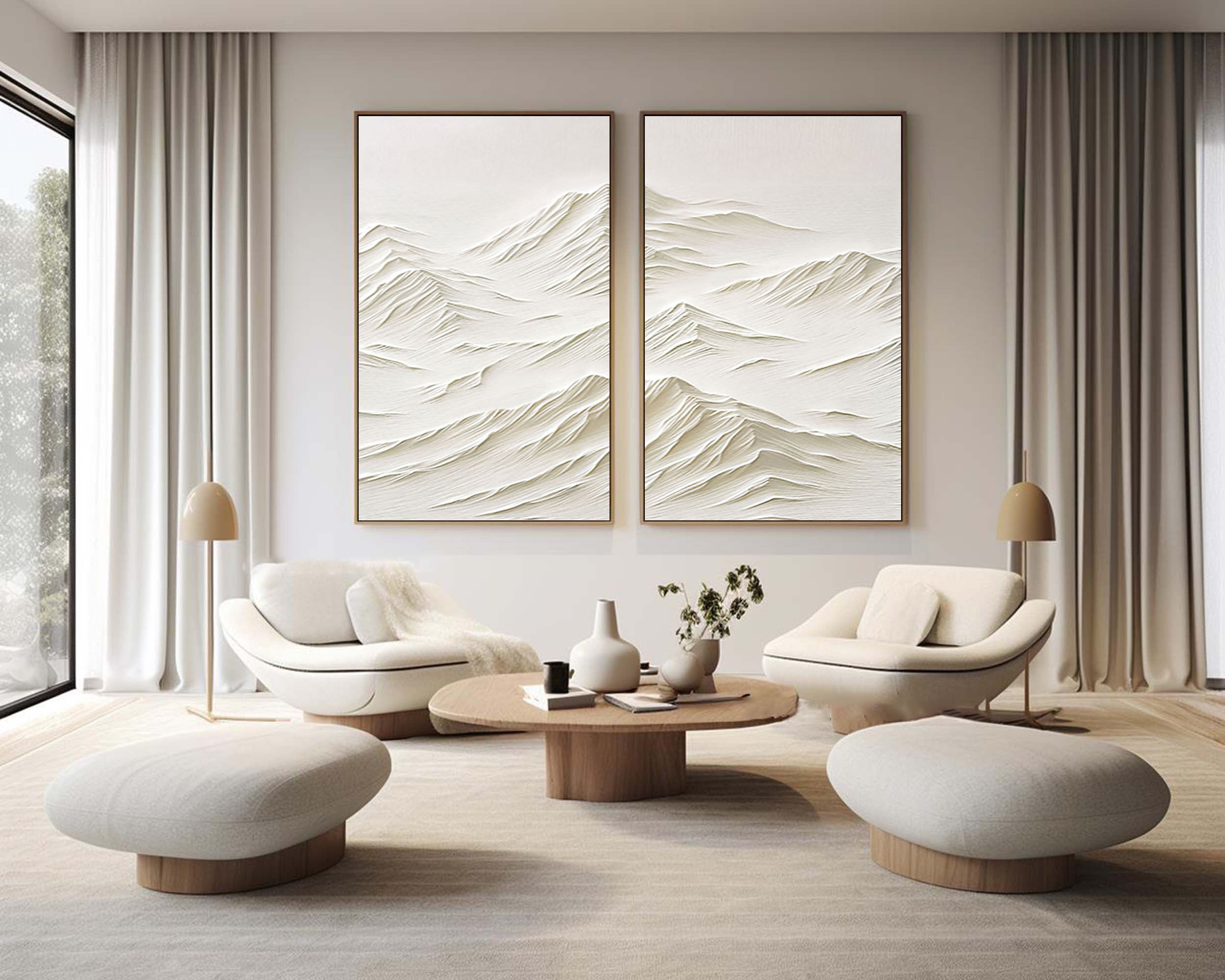 White Minimalist Painting Set Of 2 #WMS 027