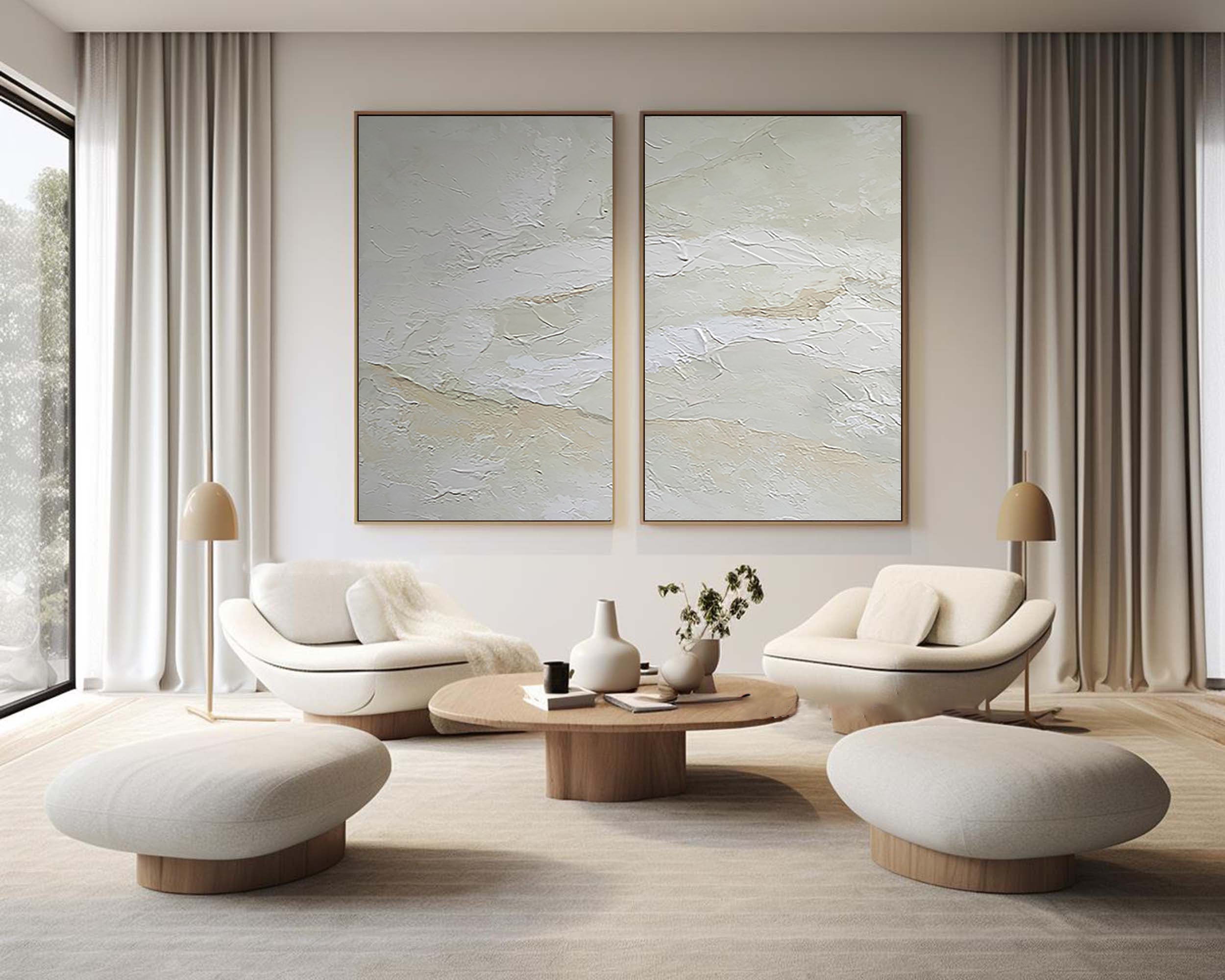 White Minimalist Painting Set Of 2 #WMS 019