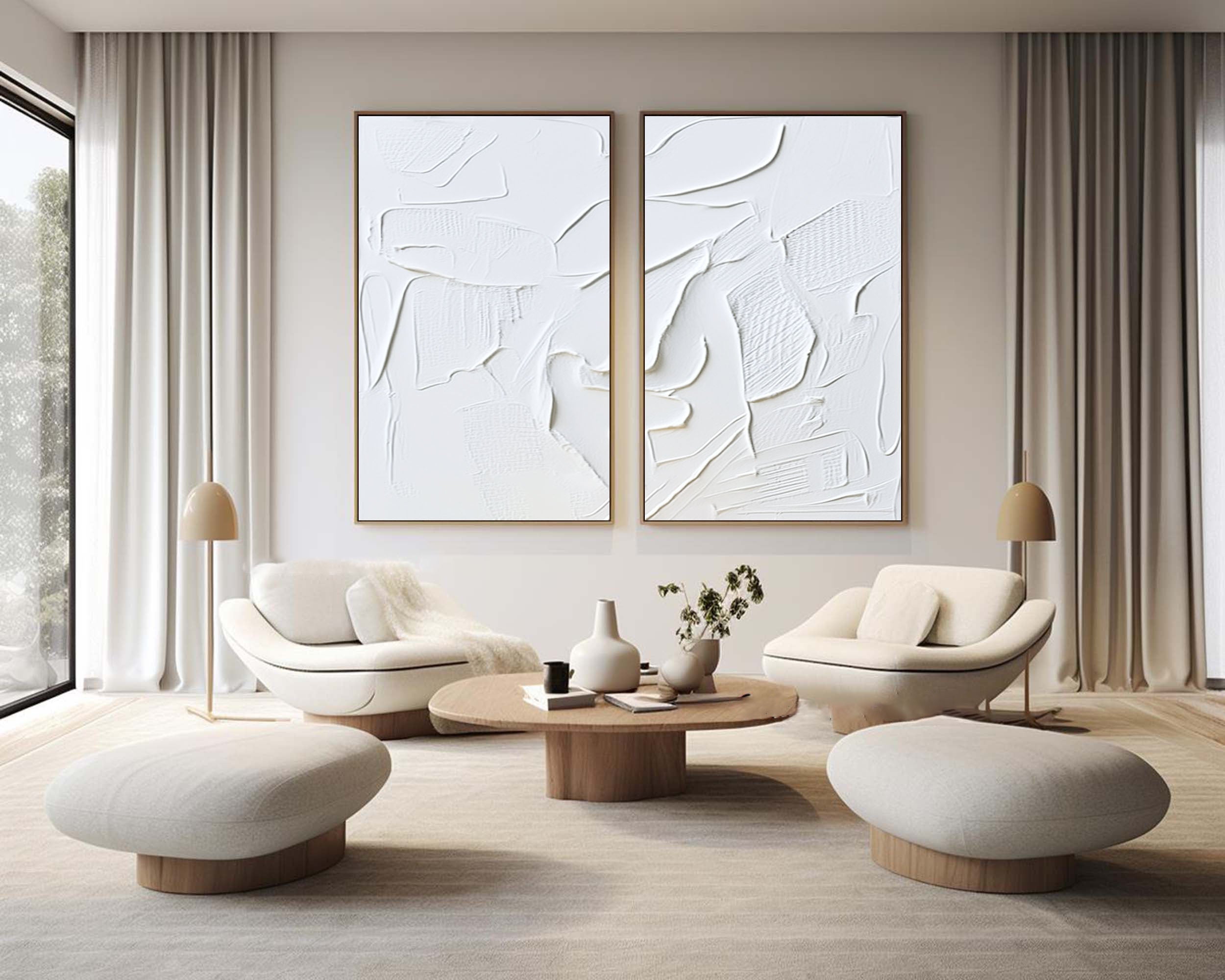 White Minimalist Painting Set Of 2 #WMS 030