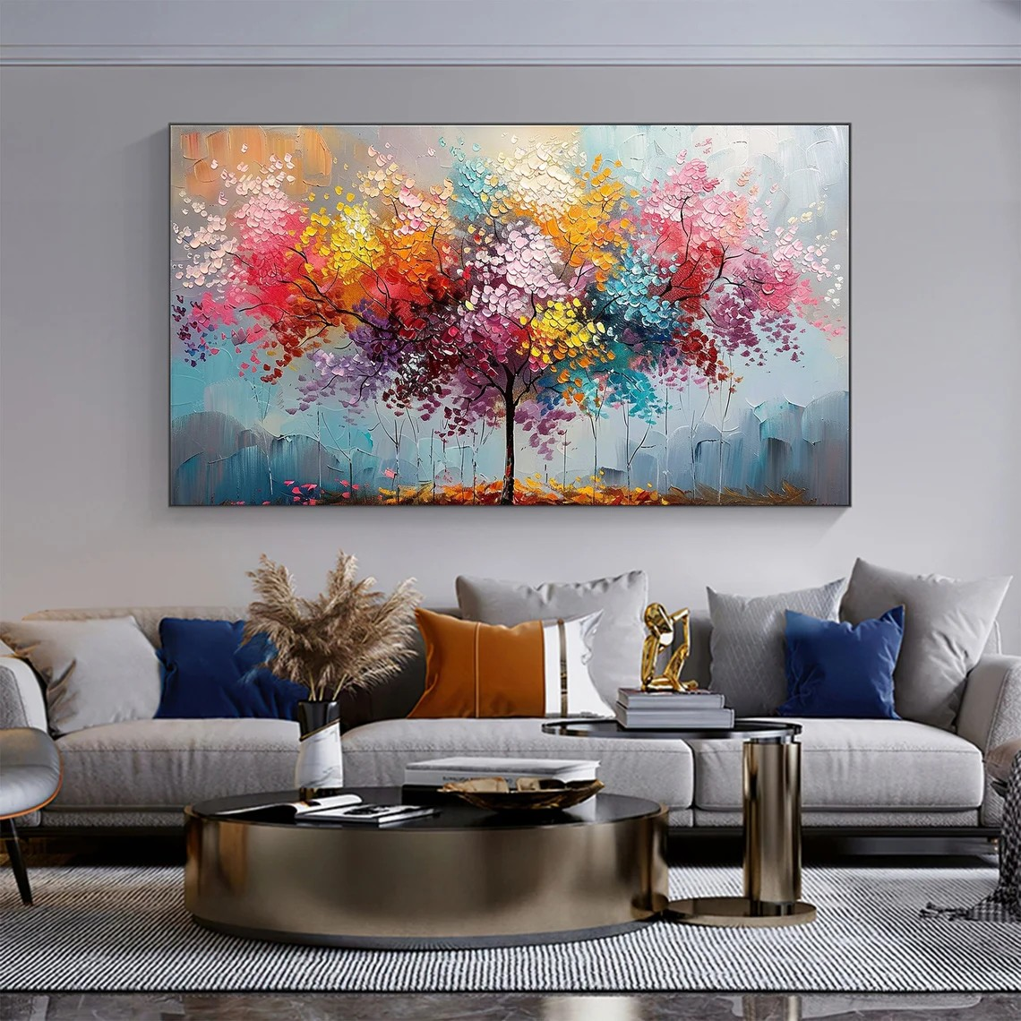 Vibrant Multicolor Tree Abstract Wall Art #BGA 054