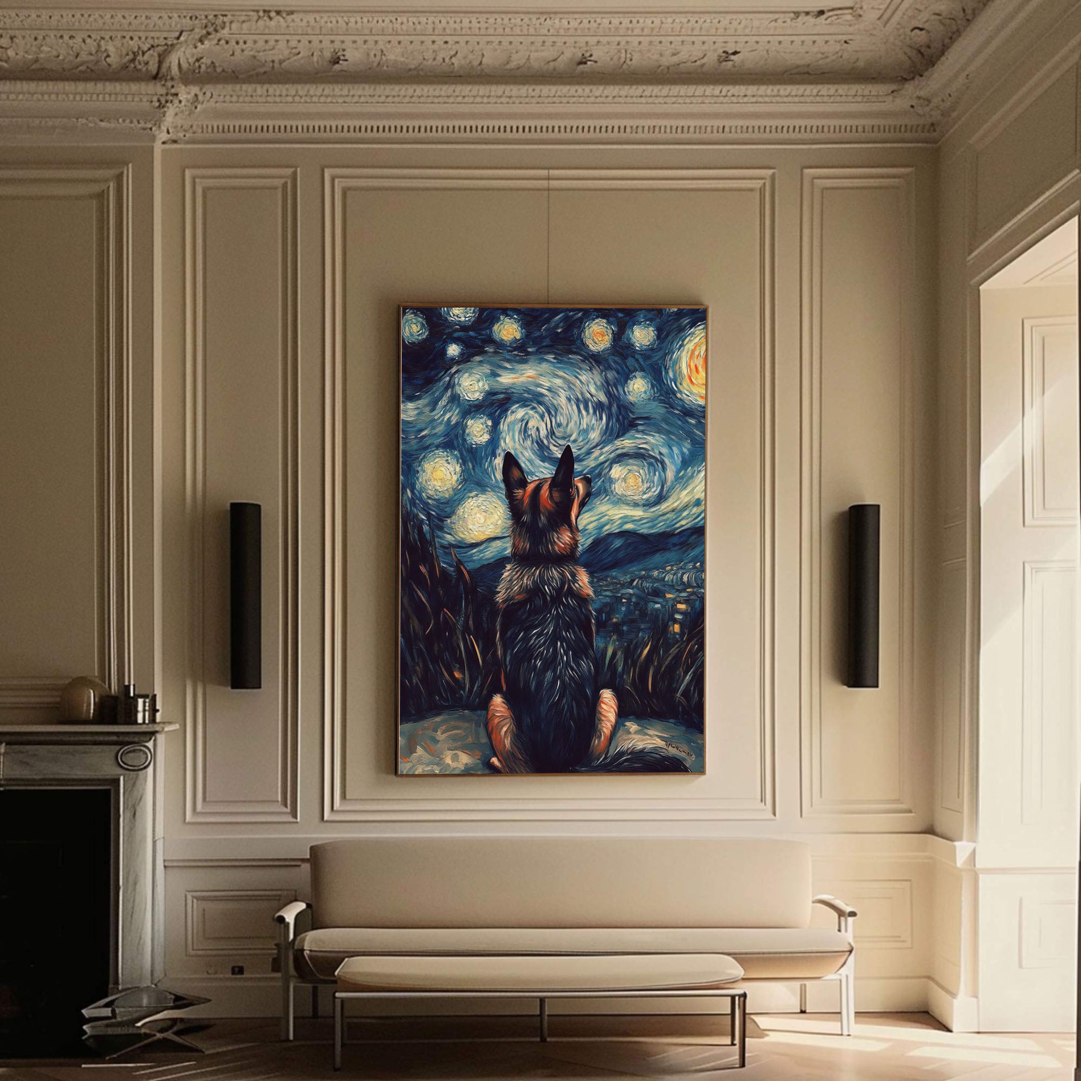 Starry Night Watch, Homage to Van Gogh, Contemporary Wall Art #BGA 076