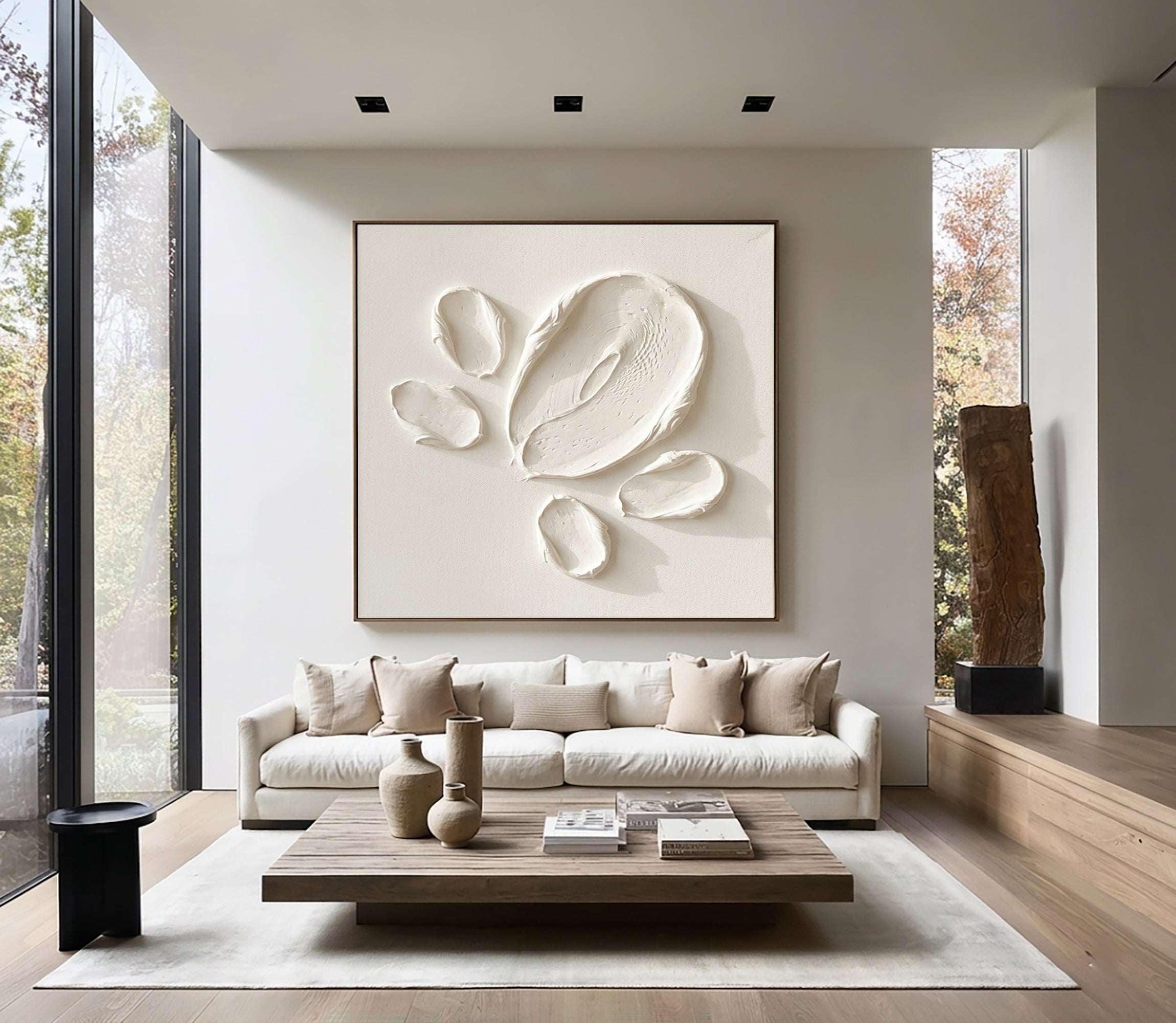 Large Organic Texture Oil Painting – Minimalist Neutral Abstract Wall Art