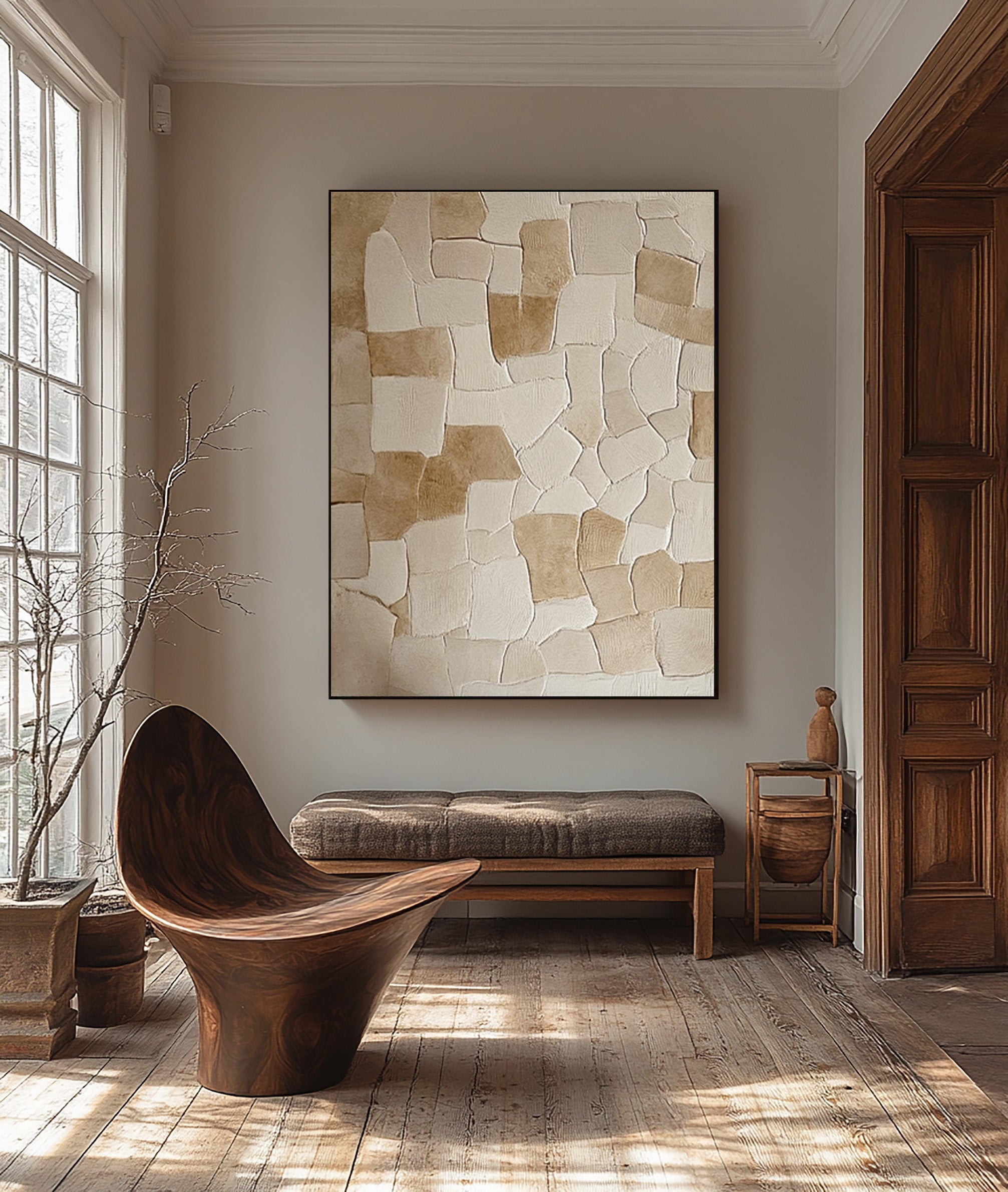 Modern Abstract Wall Art - Textured Neutral Canvas for Chic Homes #BBA 107