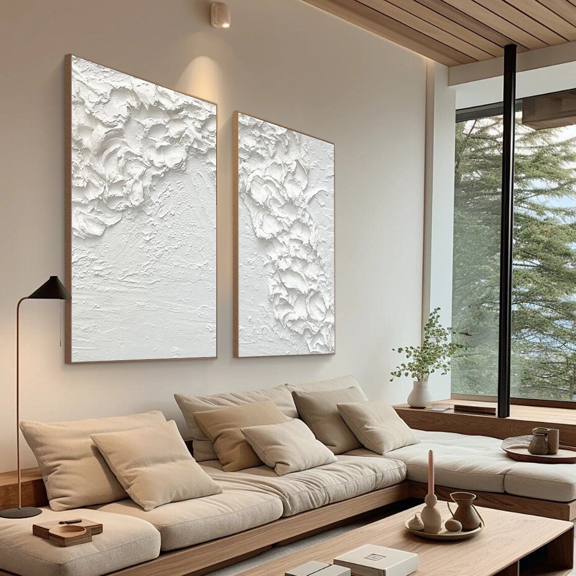 White Minimalist Painting Set Of 2 #WMS 006