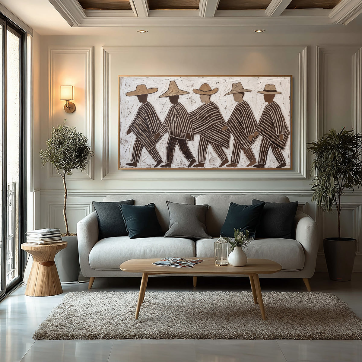 Southwestern Folk Art Painting, Textured Western Wall Art, Hand Painted Figurative Artwork