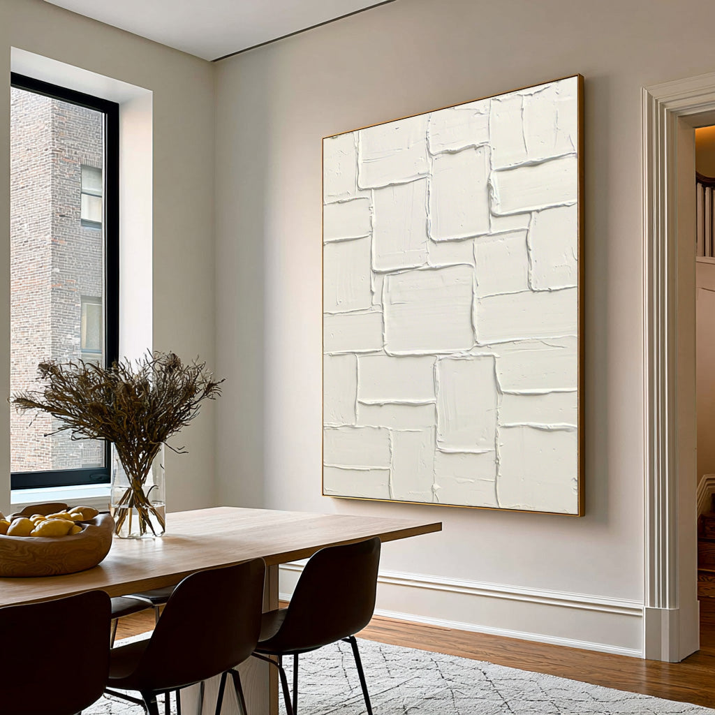 Large Pure Form Minimalist Wall Art White Textured Abstract Painting Contemporary Neutral Home Decor