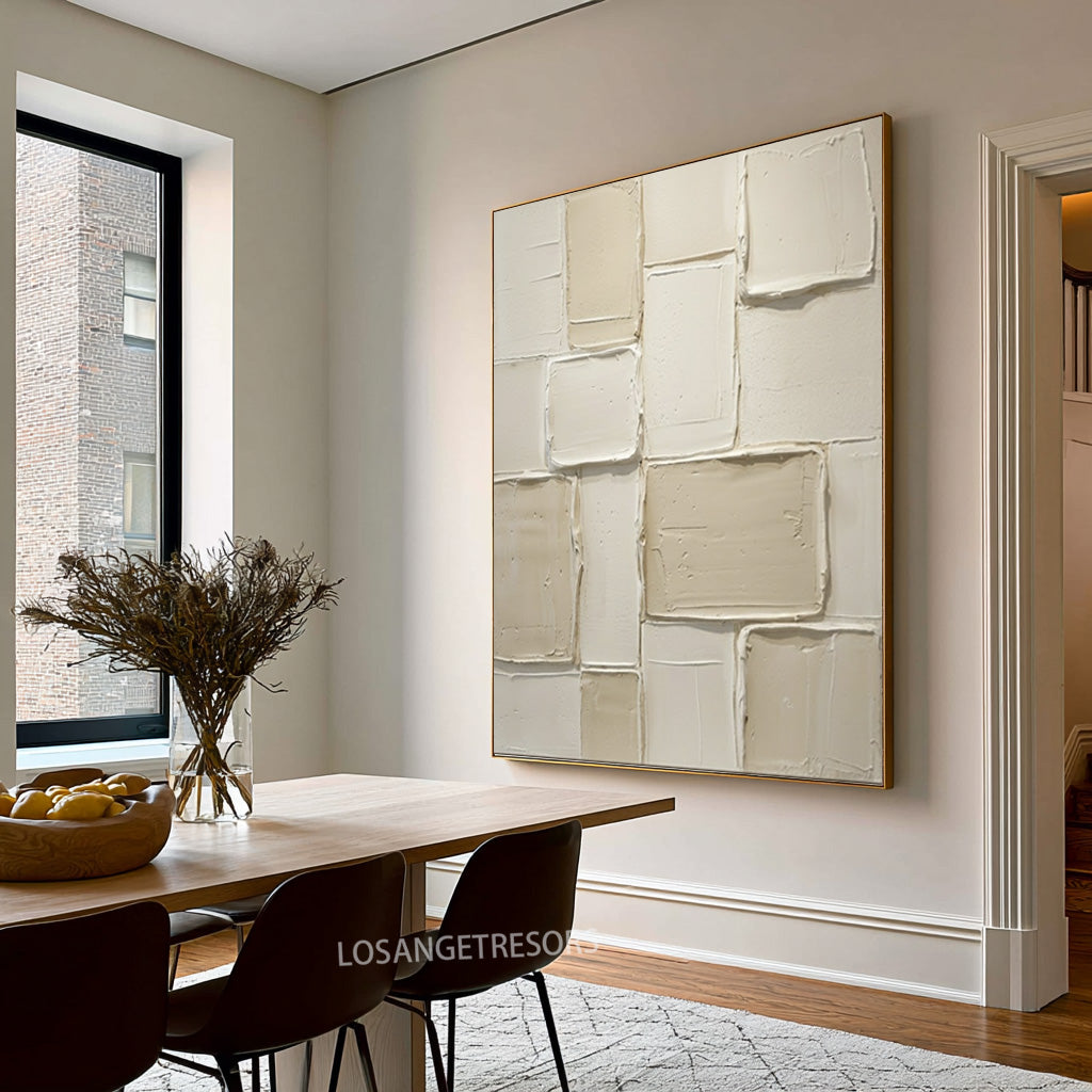 Large Quiet Luxury Textured Abstract Wall Art Ivory Cream Oil Painting Minimalist Neutral Luxury Home Decor
