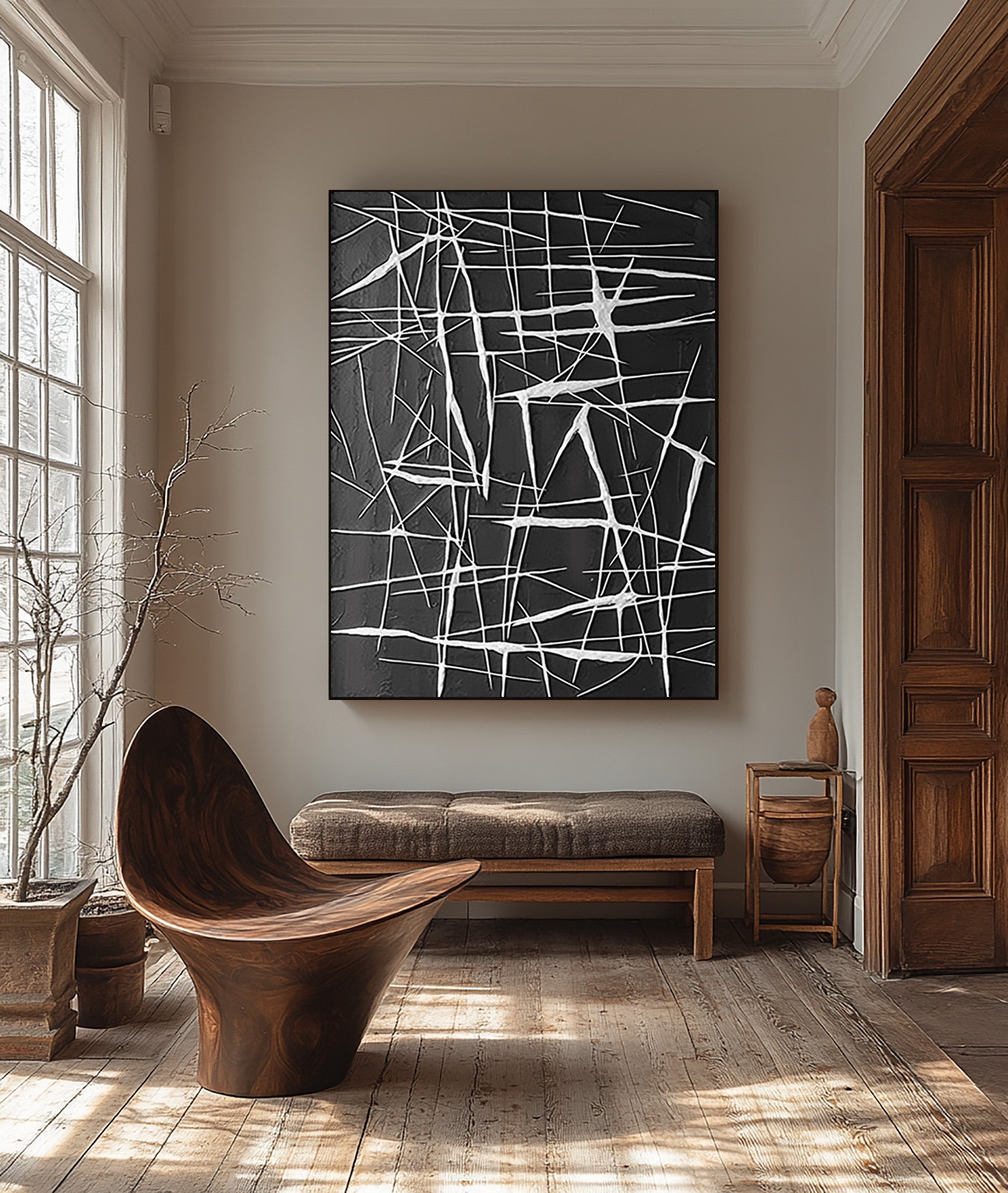 Modern Oversized Wall Art - Black and White Wall Art #BBA 104