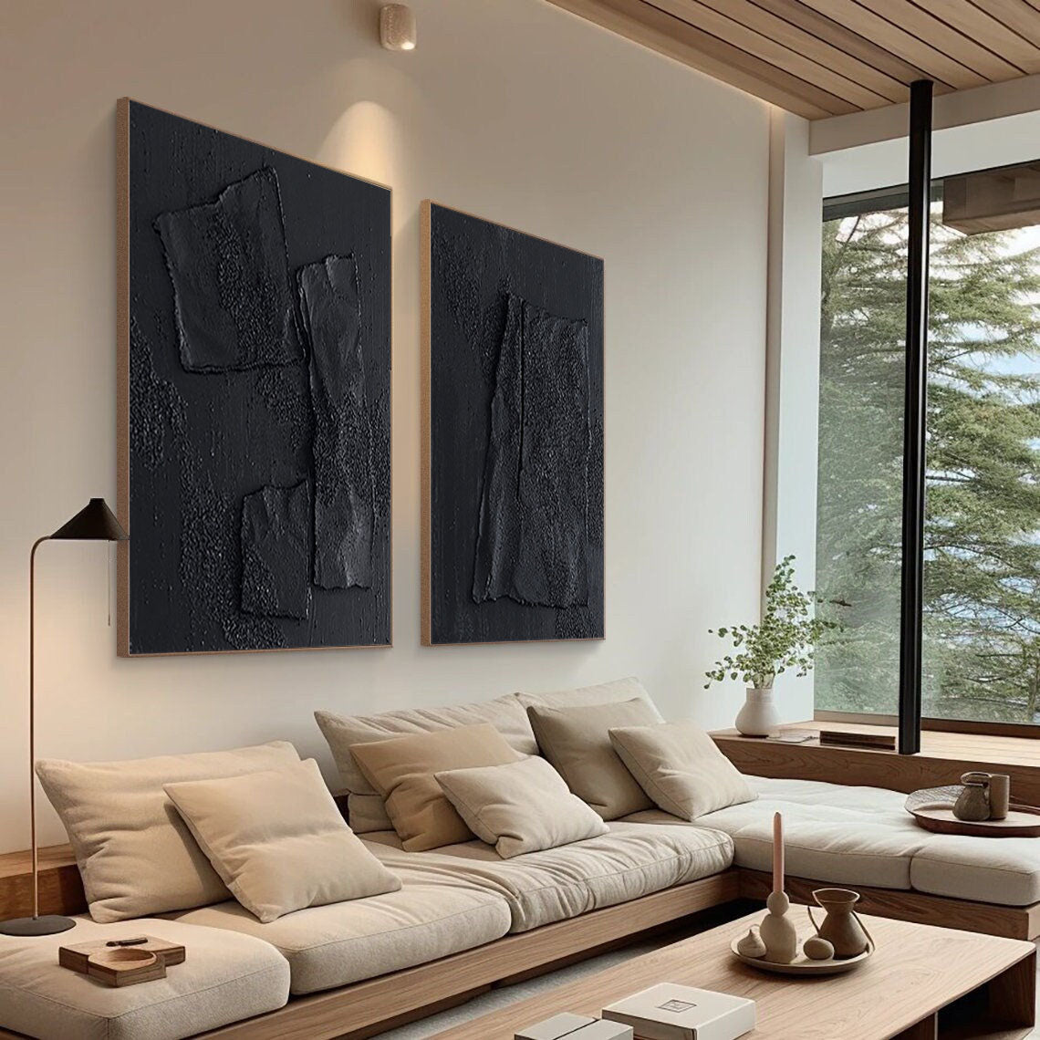 Black Minimalist Painting Set Of 2 #BMS 004