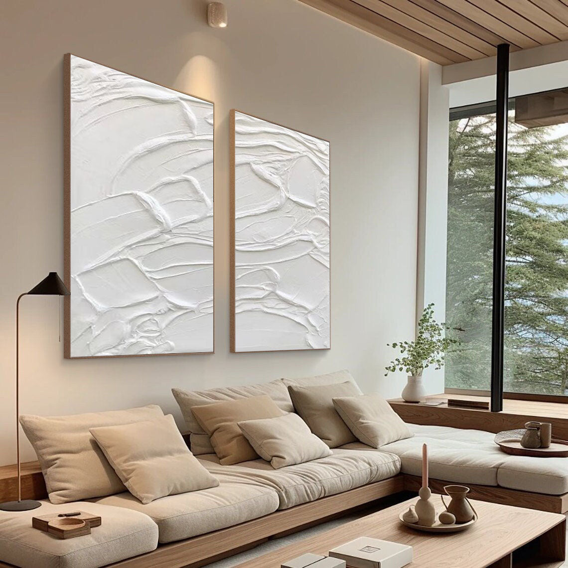 White Minimalist Painting Set Of 2 #WMS 014