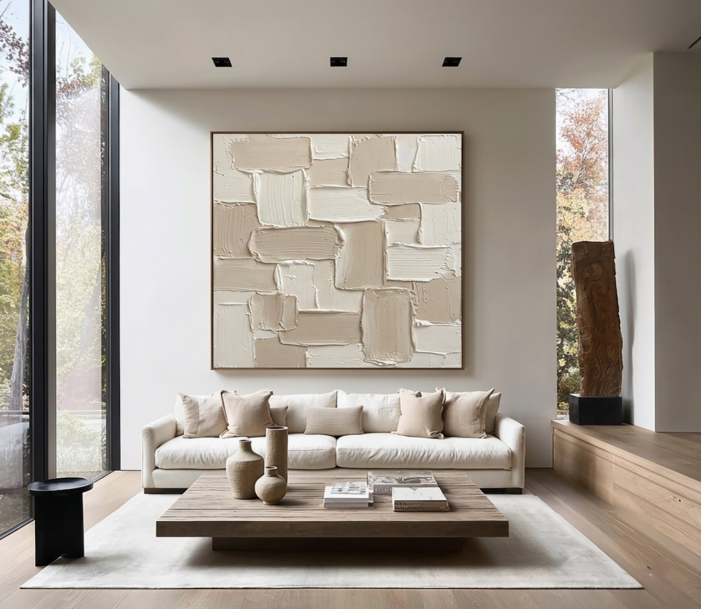 Large Architectural Texture Wall Art Hand Painted Neutral Painting