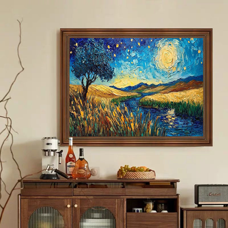 Impasto Night Sky, Colorful Contemporary Wall Art #BGA 081