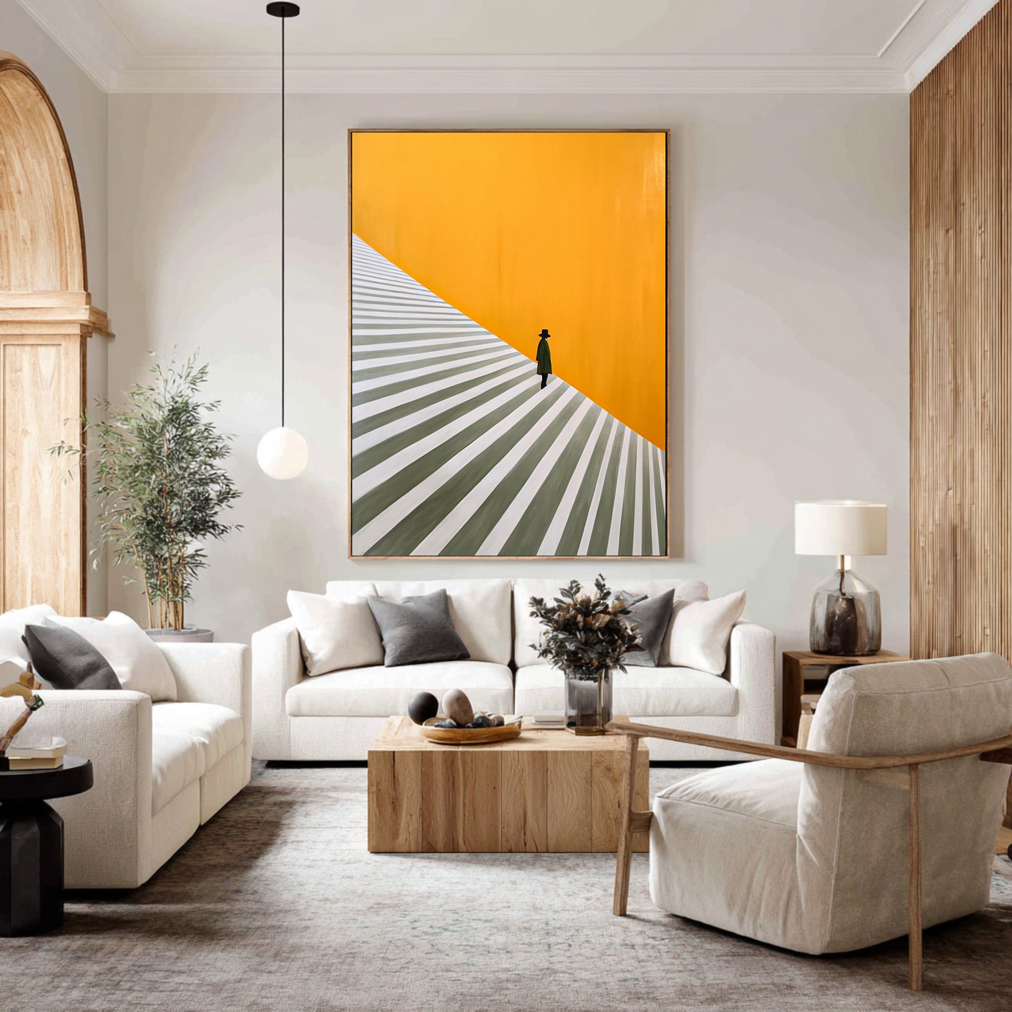 Large Minimalist Figure Staircase Abstract Oil Painting, Modern Wall Art for Hallway Decor #WAC 013