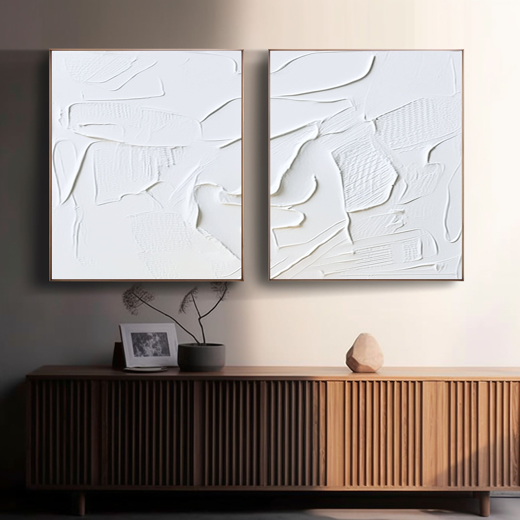 White Minimalist Painting Set Of 2 #WMS 030