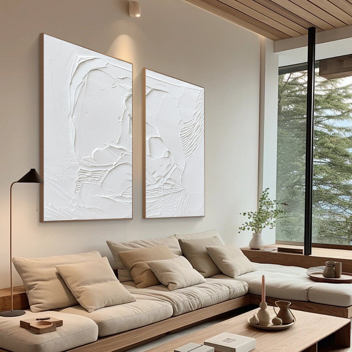 White Minimalist Painting Set Of 2 #WMS 011