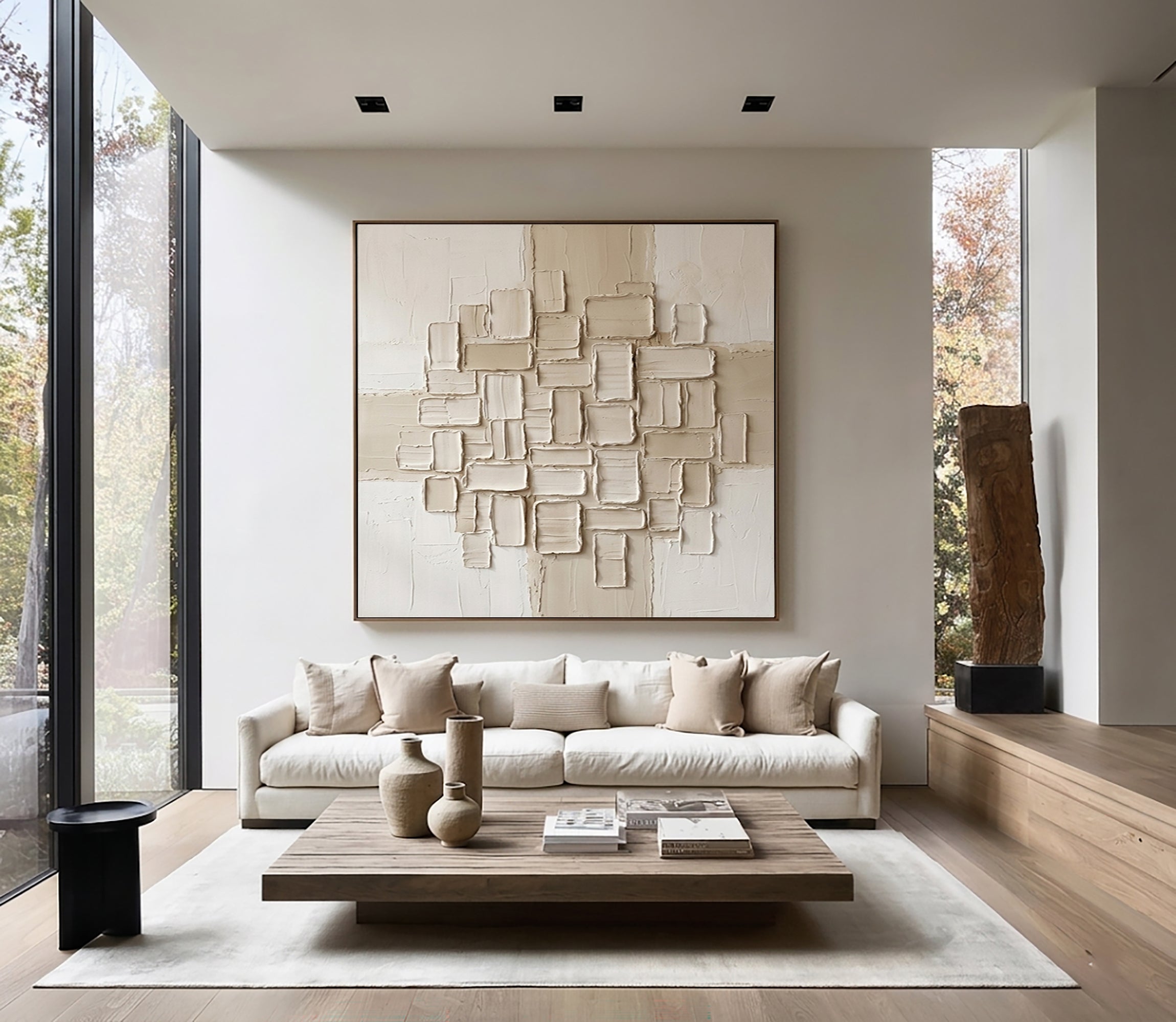 Large Neutral Textured Wall Art Modern Desert Inspired Canvas