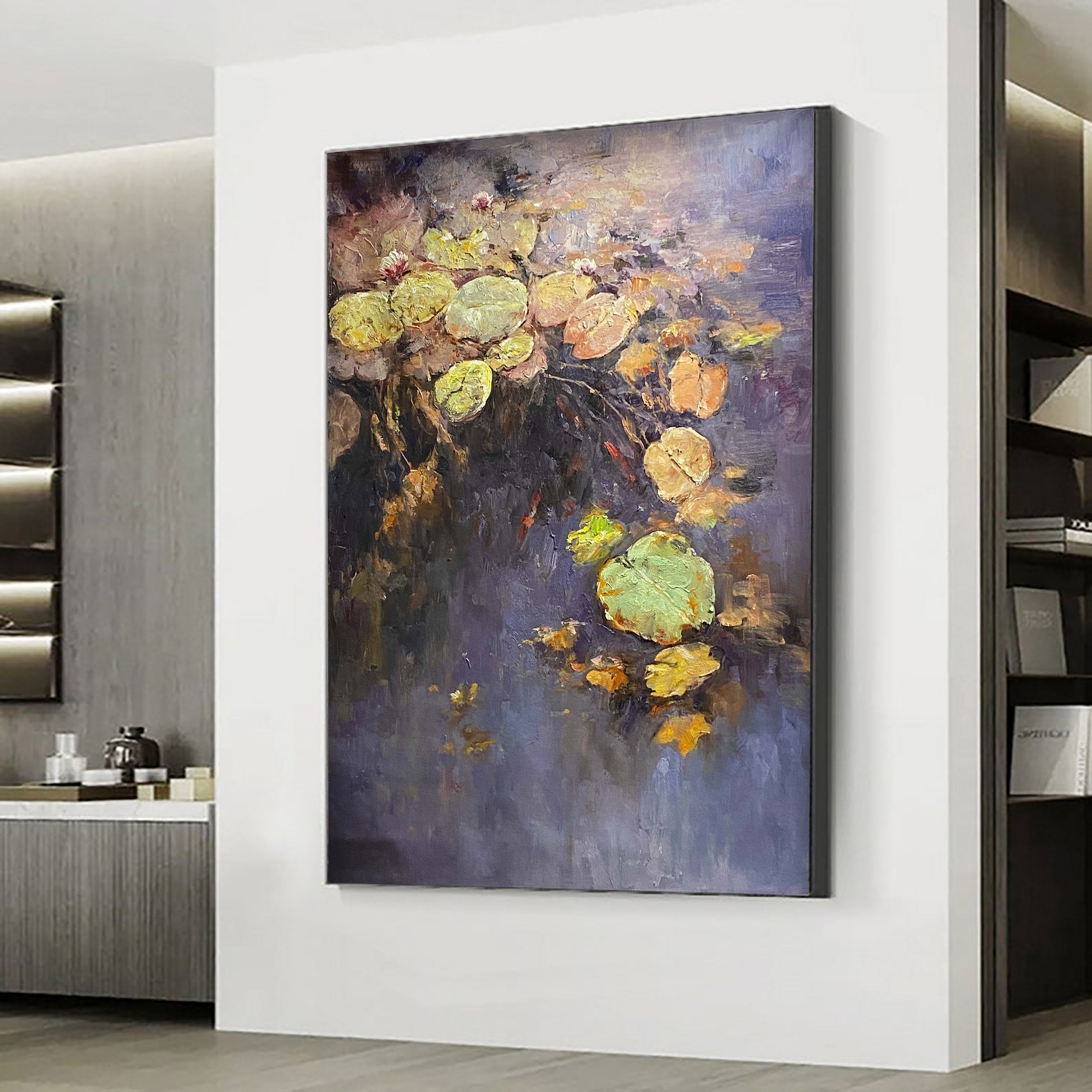 Twilight Lilies, Inspired by Monet, Impressionistic Wall Art #BGA 065