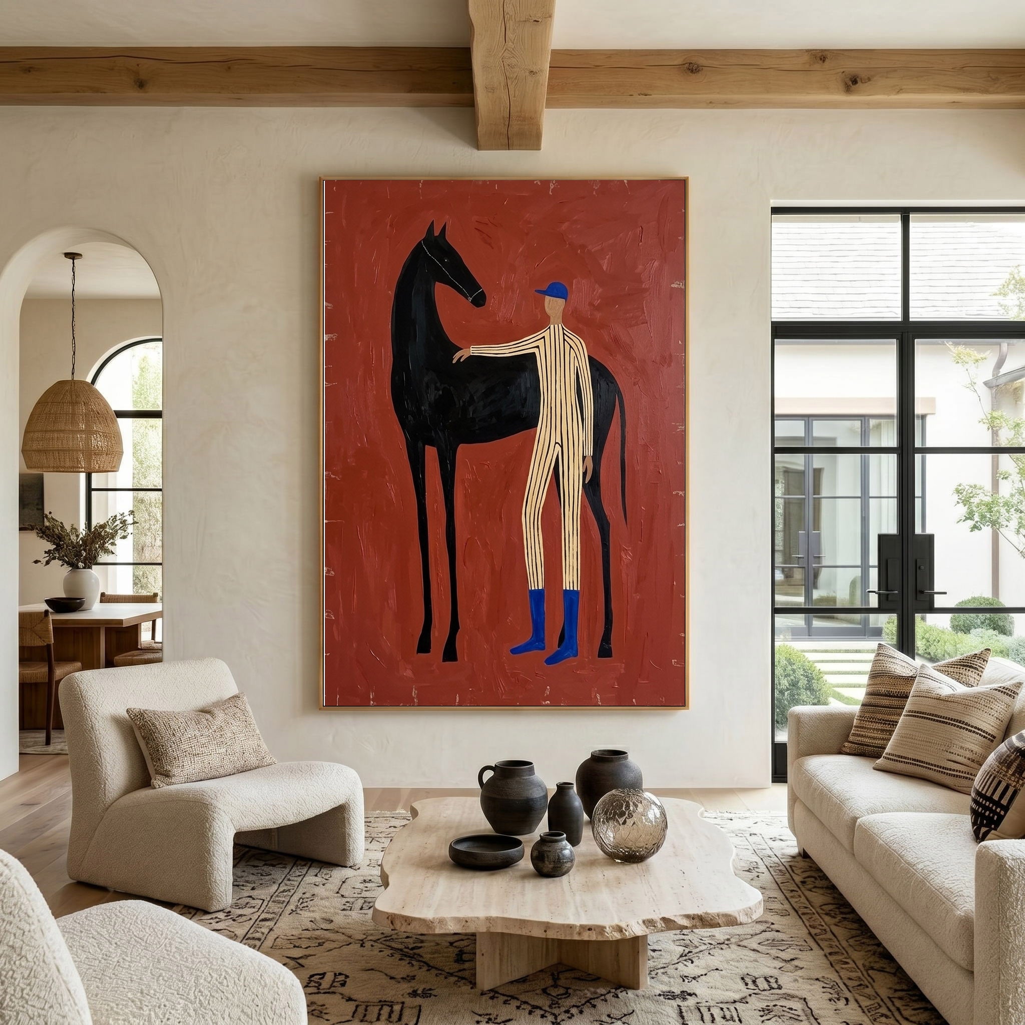 Large Cowboy Horse Wall Art Modern Western Oil Painting Contemporary Ranch Decor