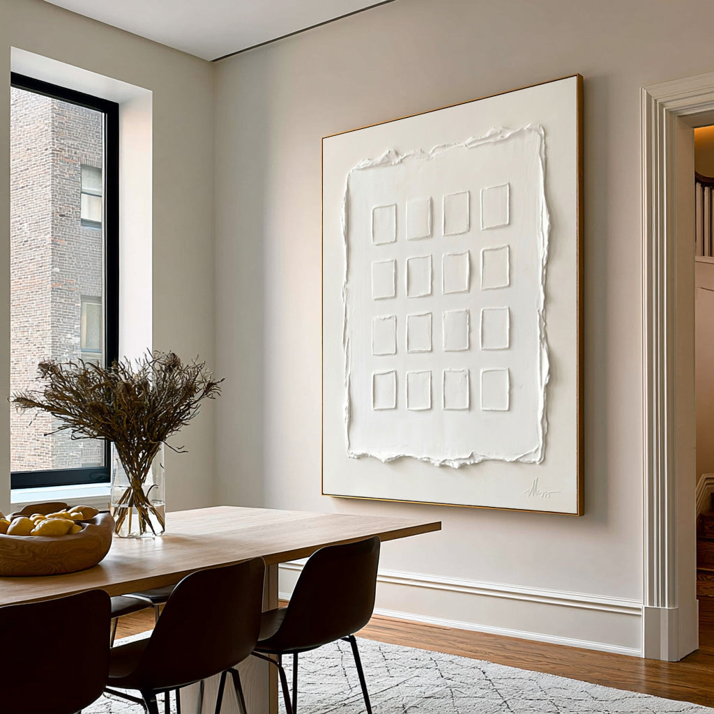 Large Quiet Luxury Minimalist Relief Wall Art Ivory Textured Abstract Painting Neutral Modern Interior Decor