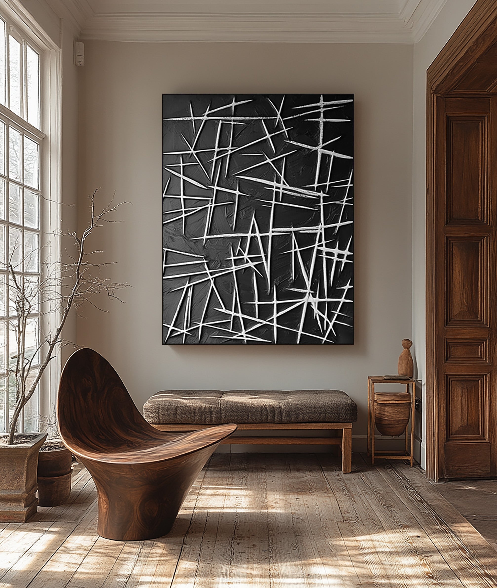 Modern Black and White Abstract Wall Art #BBA 103