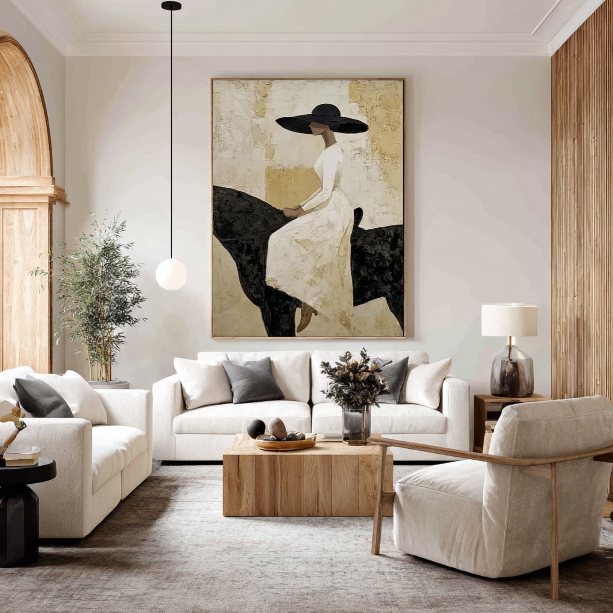 Contemporary Elegant Woman Portrait Horse Canvas Painting