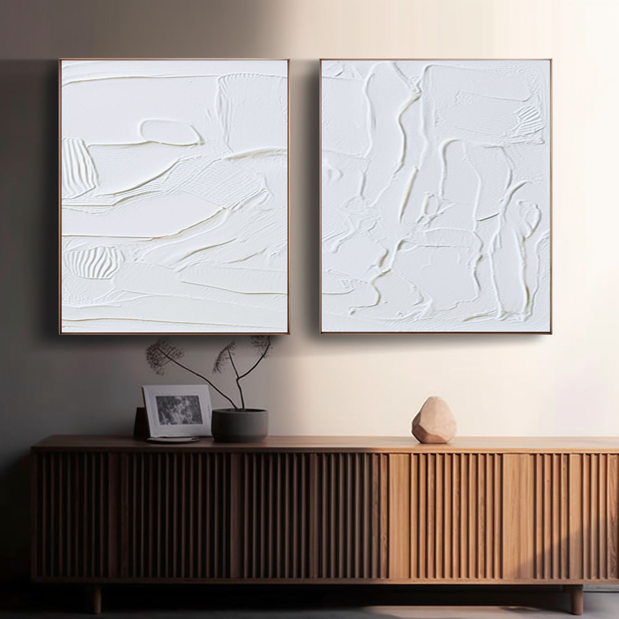 White Minimalist Painting Set Of 2 #WMS 029