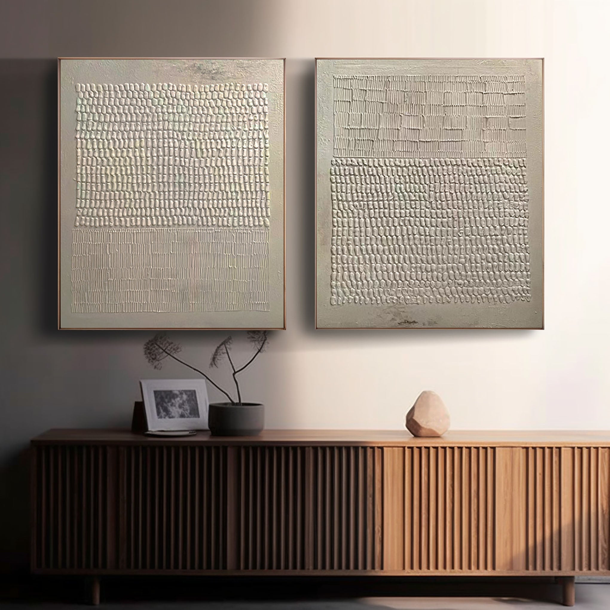 Beige & Brown Minimalist Painting Set Of 2 #BBS 016