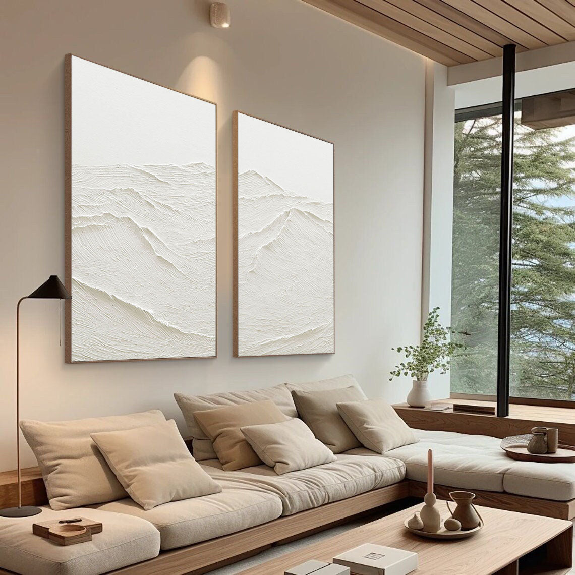 White Minimalist Painting Set Of 2 #WMS 010