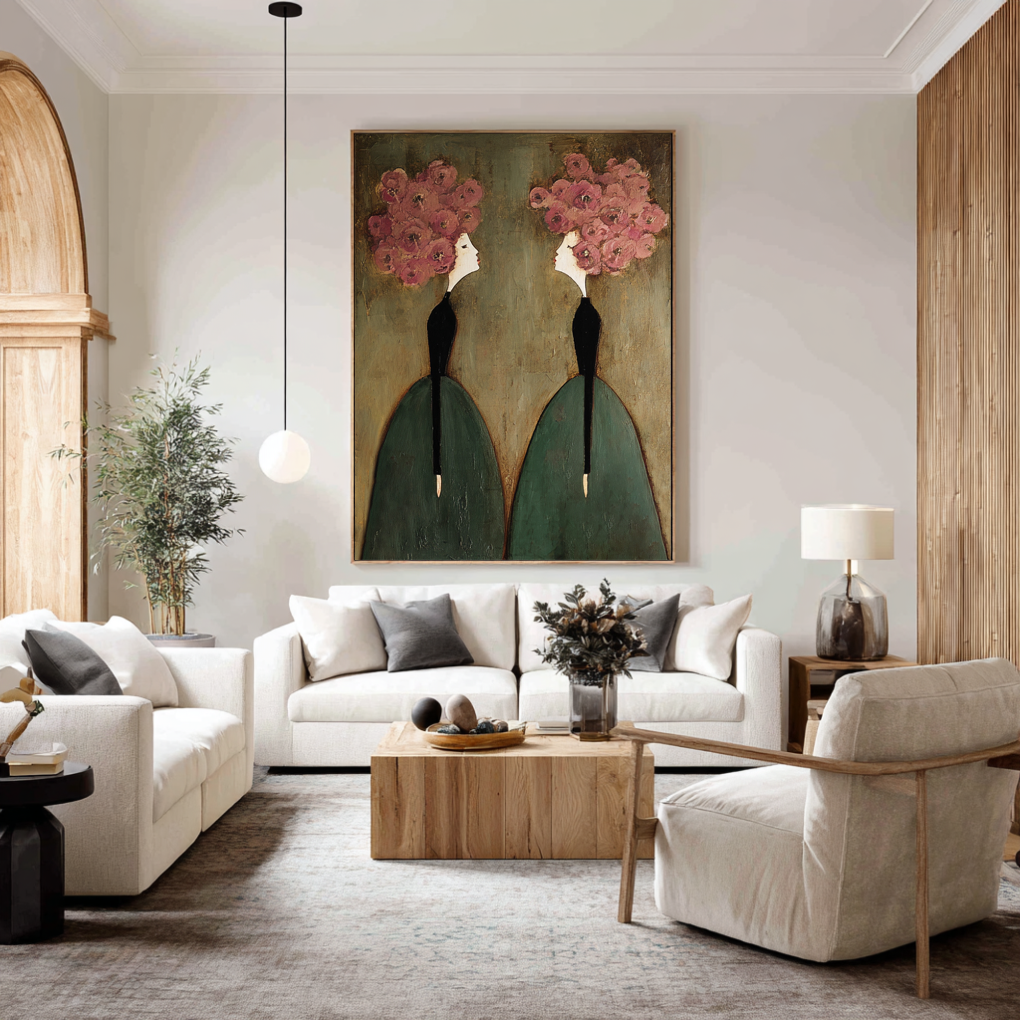 Large Floral Figurative Wall Art Contemporary Portrait Canvas Painting