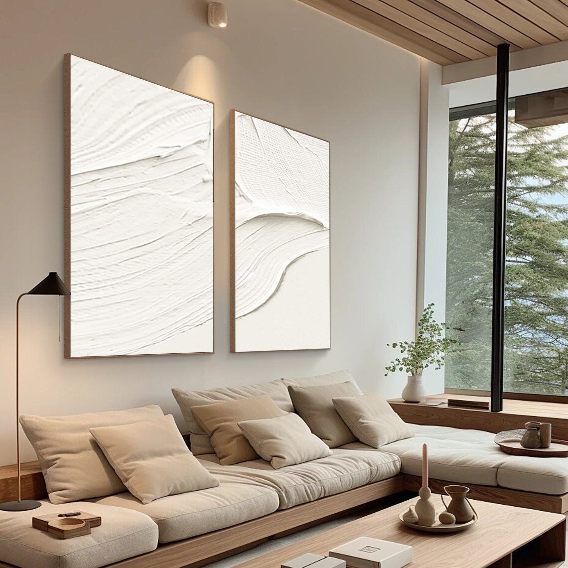 White Minimalist Painting Set Of 2 #WMS 016