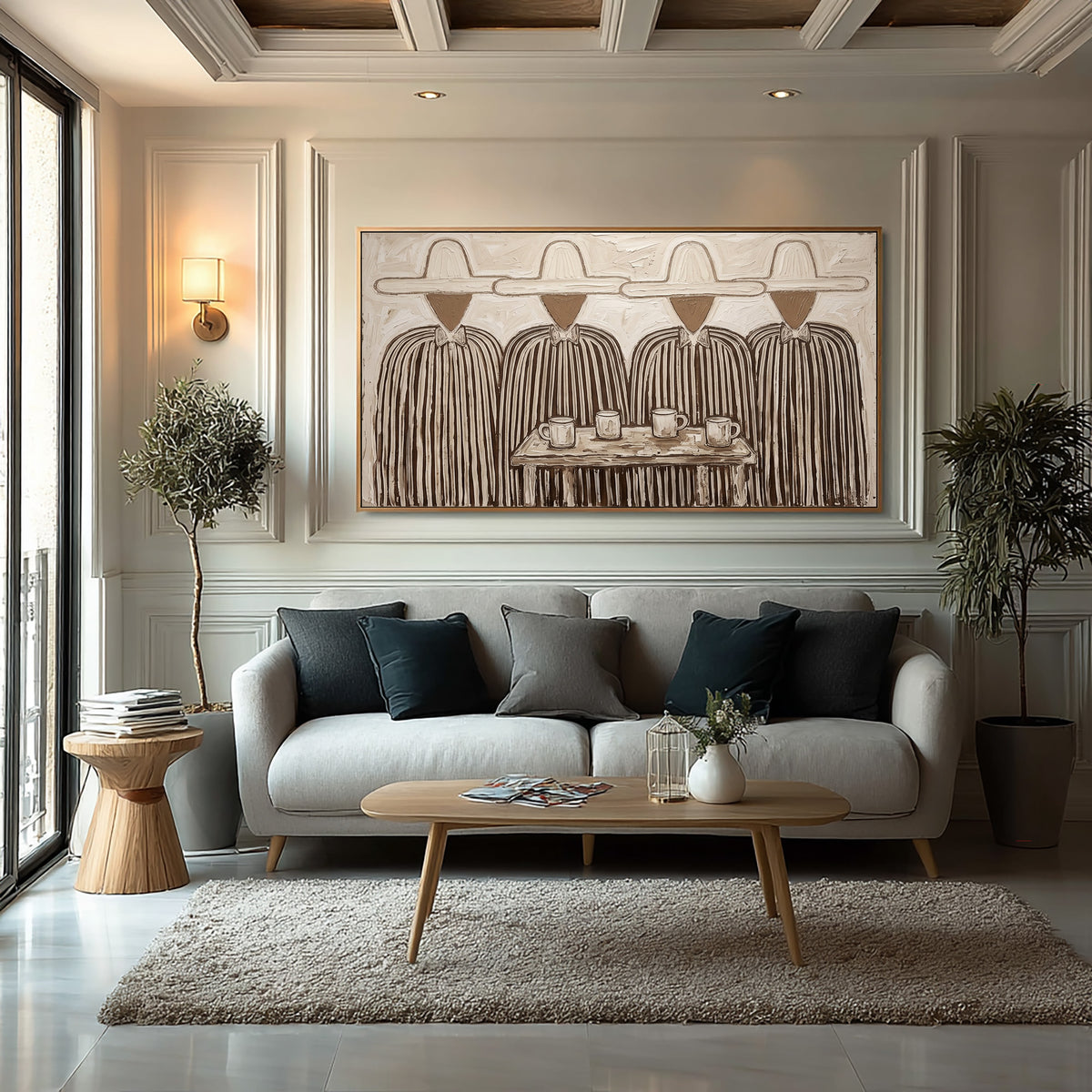 Folk Art Painting, Figurative Wall Art, Textured Hand Painted Artwork
