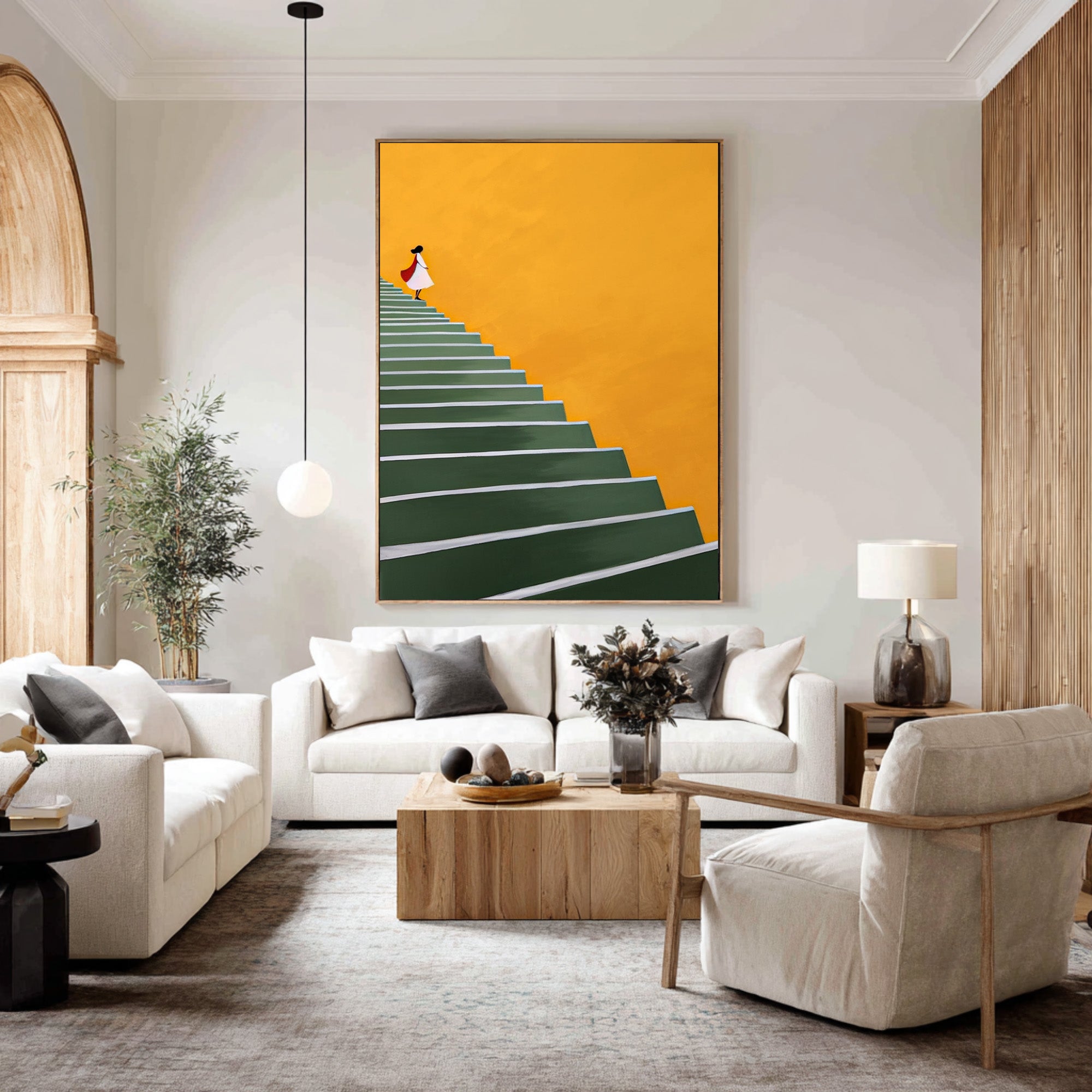 Large Contemporary Abstract Oil Painting, Minimalist Figure Wall Art for Modern Interiors #WAC 012