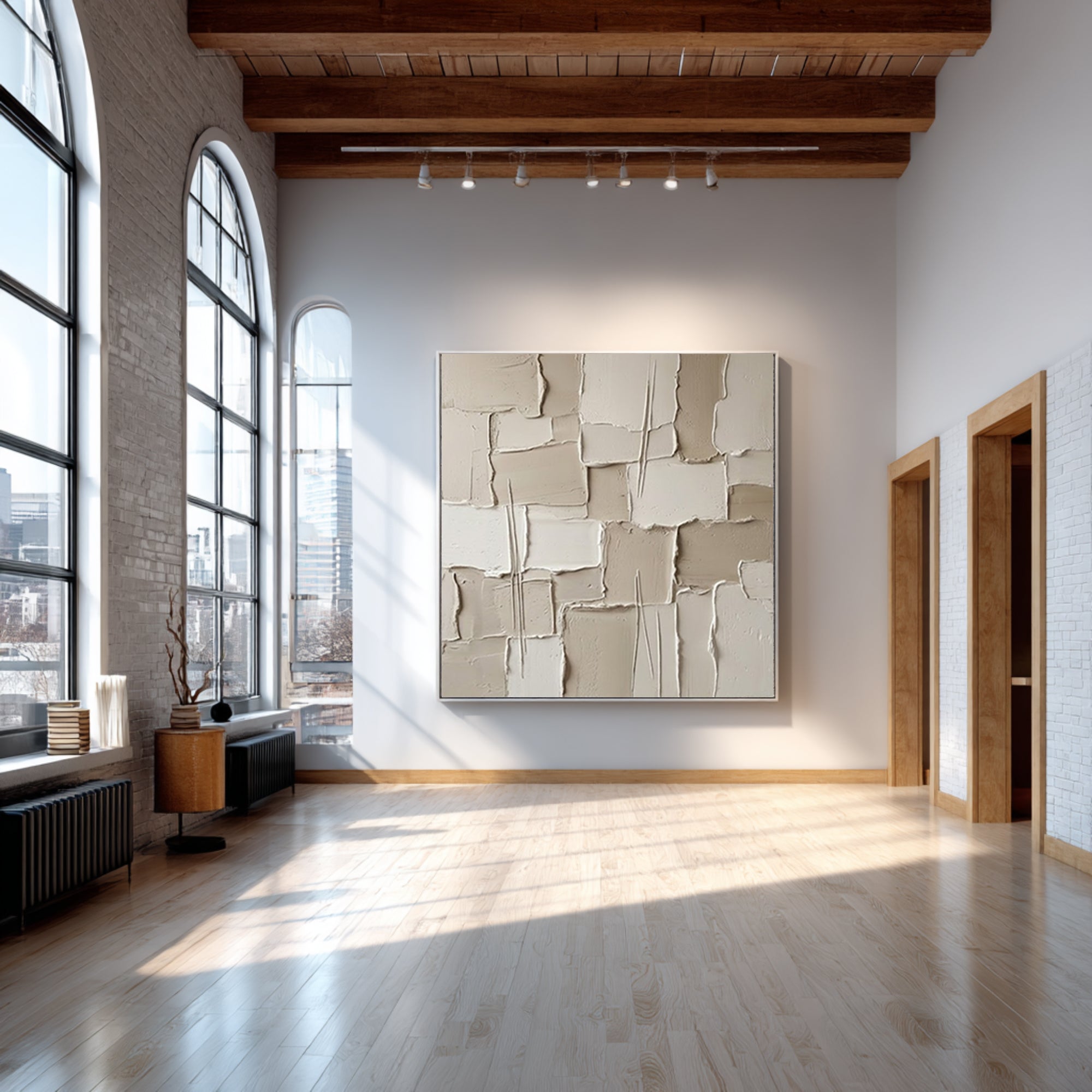 Large Quiet Architectural Layers Wall Art Neutral Contemporary Relief Painting