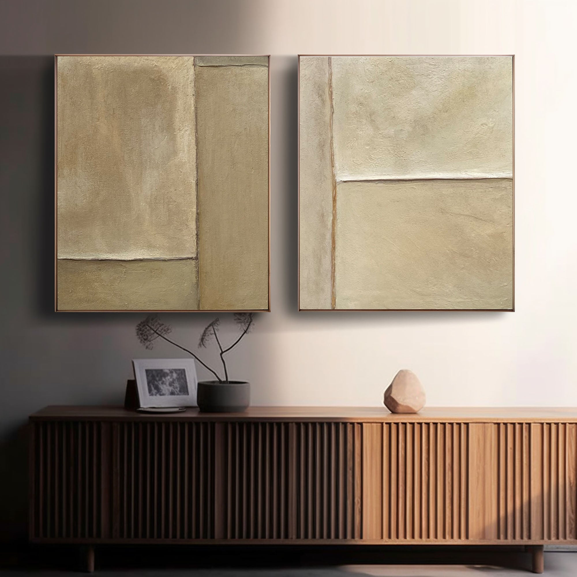 Beige & Brown Minimalist Painting Set Of 2 #BBS 017