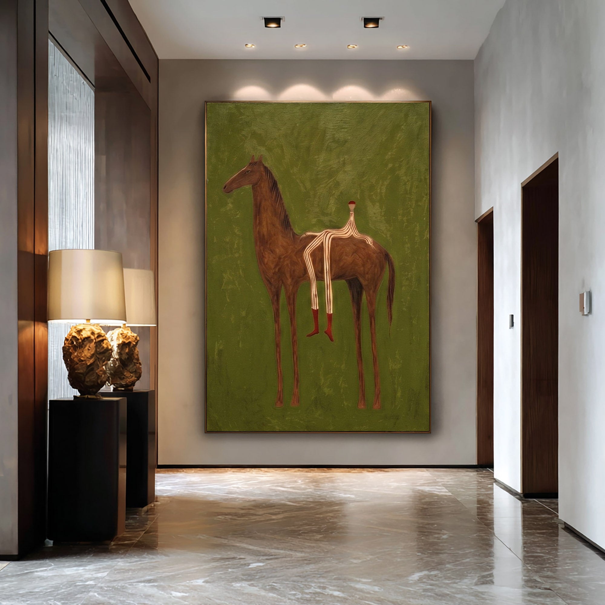 Large Cowboy Horse Wall Art Modern Western Horse Painting