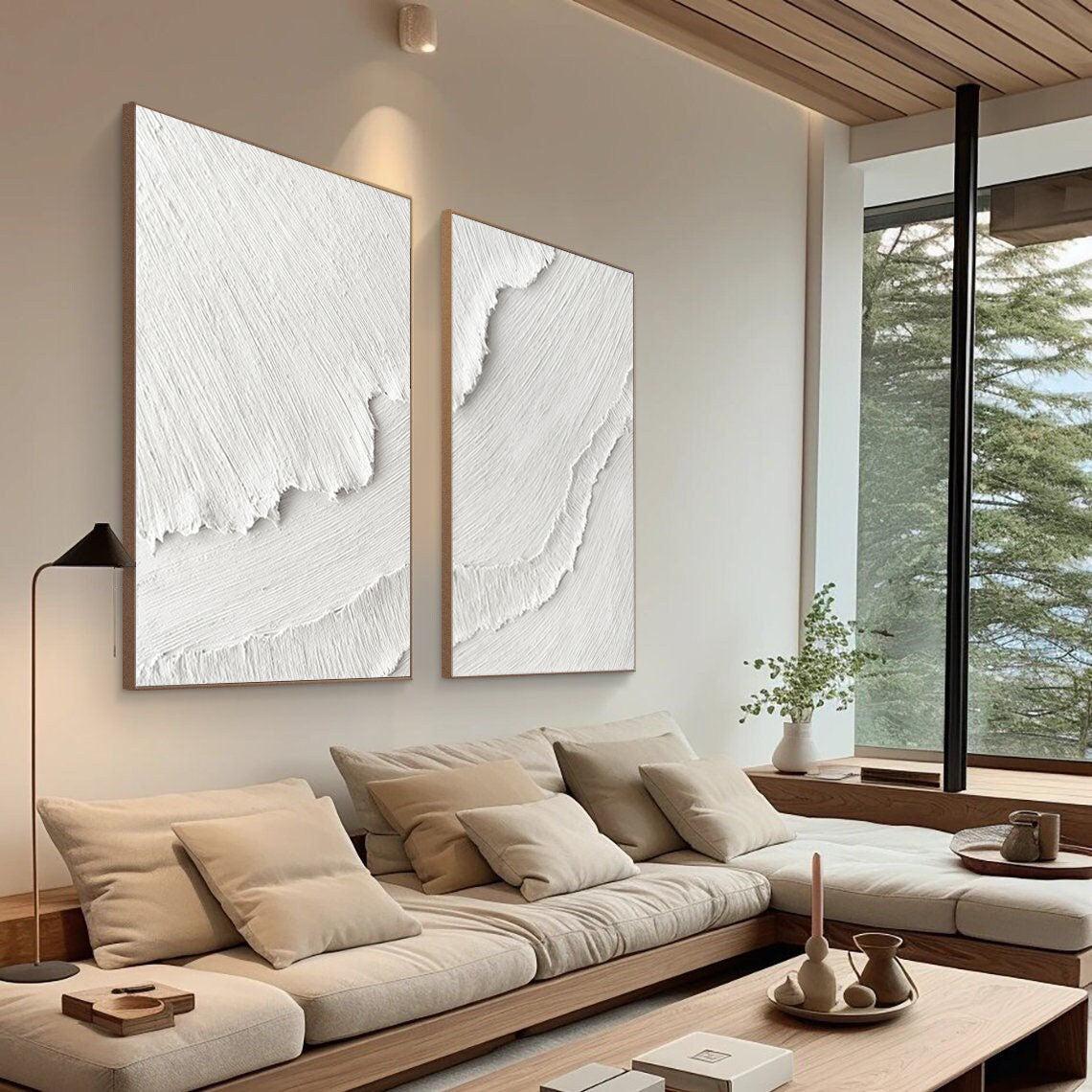 White Minimalist Painting Set Of 2 #WMS 025