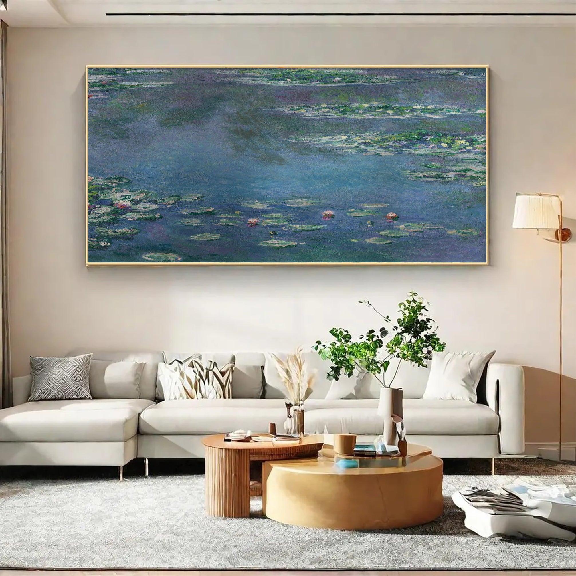 Water Lily Pond At Dusk, Impressionistic Wall Art #BGA 072