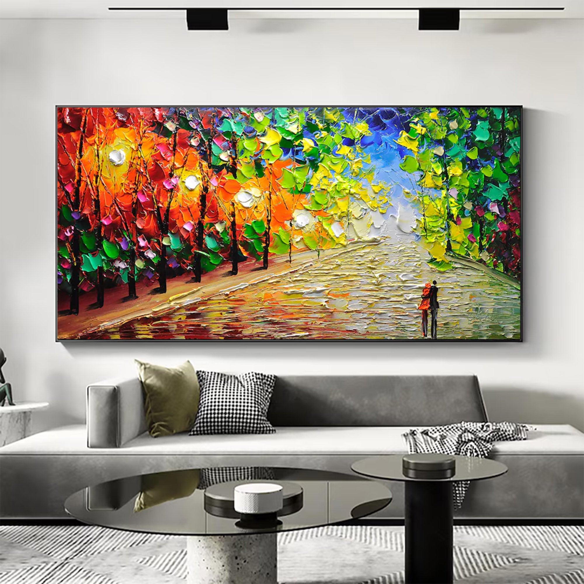 Large Modern Textured Blue Landscape | MuroArt #WGA 038