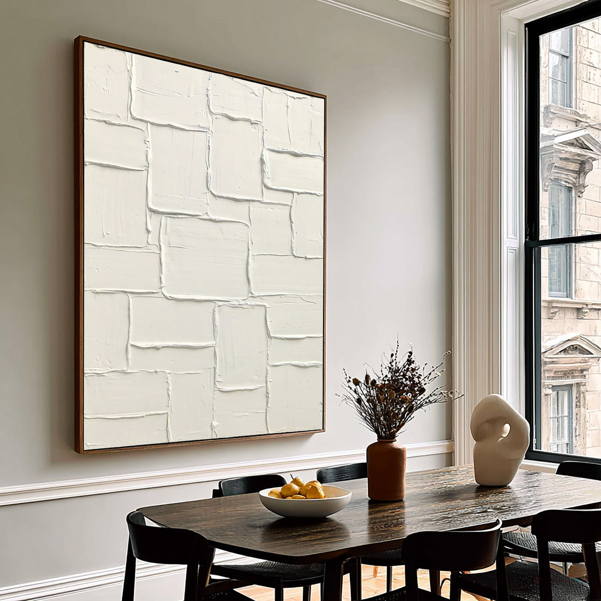 Large Pure Form Minimalist Wall Art White Textured Abstract Painting Contemporary Neutral Home Decor